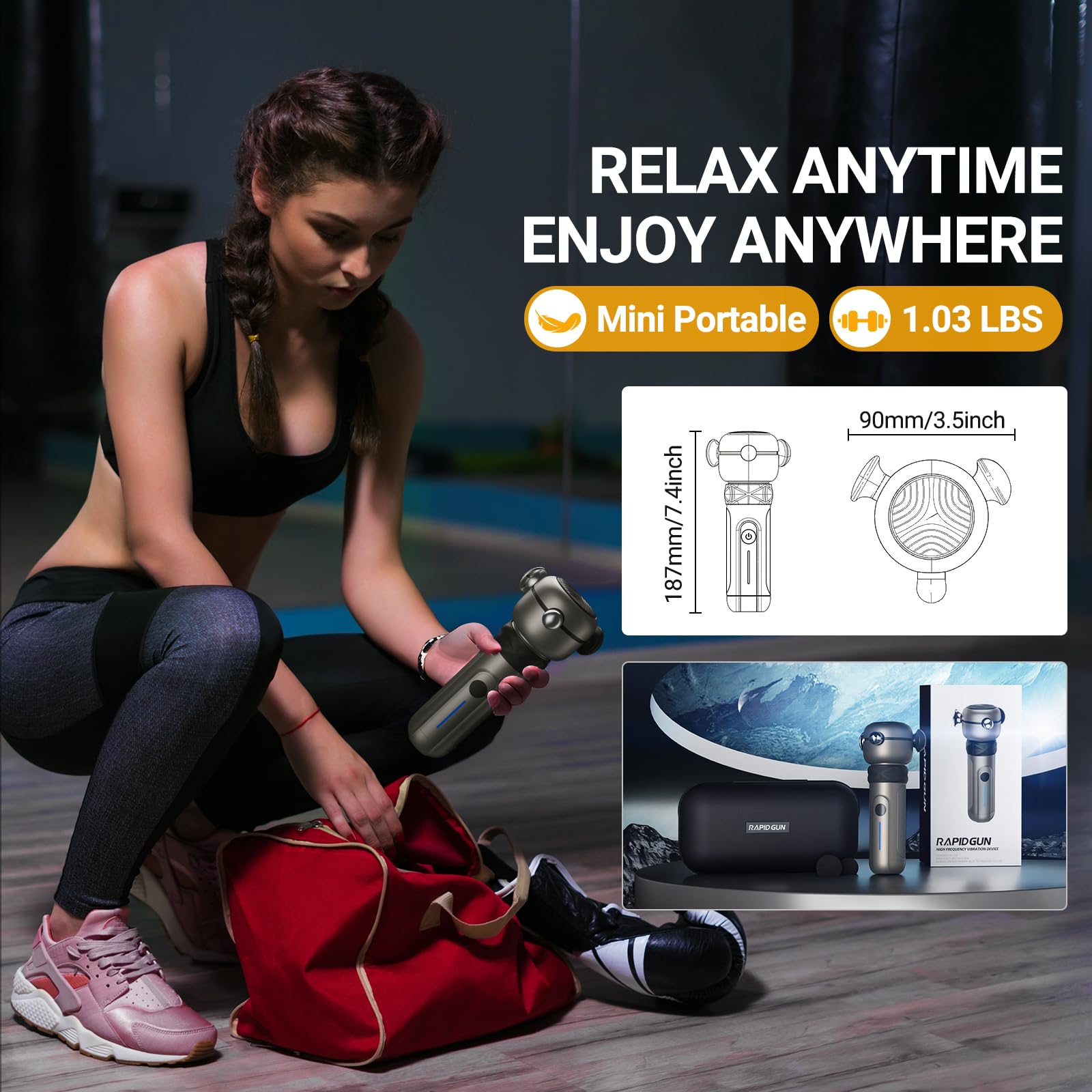 Lite Deep Tissue Massagegerät mit 5 Aufsätzen - 6500 RPM High-Speed Rückenmassagegerät für Schmerzlinderung, Triggerpunkte & Muskelsteifheit - Kompaktes Muskelmassagegerät