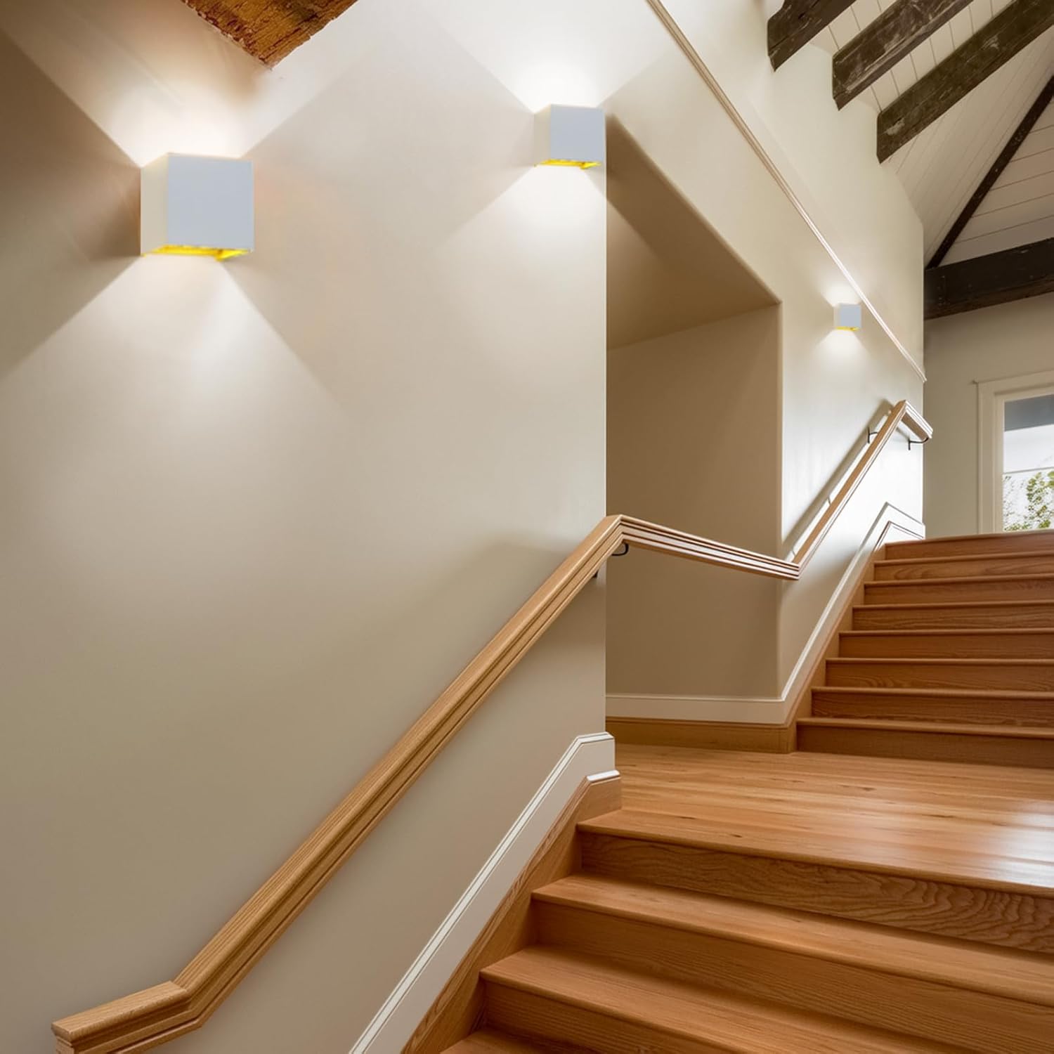 Kawell 24W Modern LED Wall Sconce Adjustable Beam Angle Waterproof IP65 Aluminum Wall Light Indoor Outdoor for Bathroom Living Room Bedroom Hallway Corridor Stairs, White 6000K