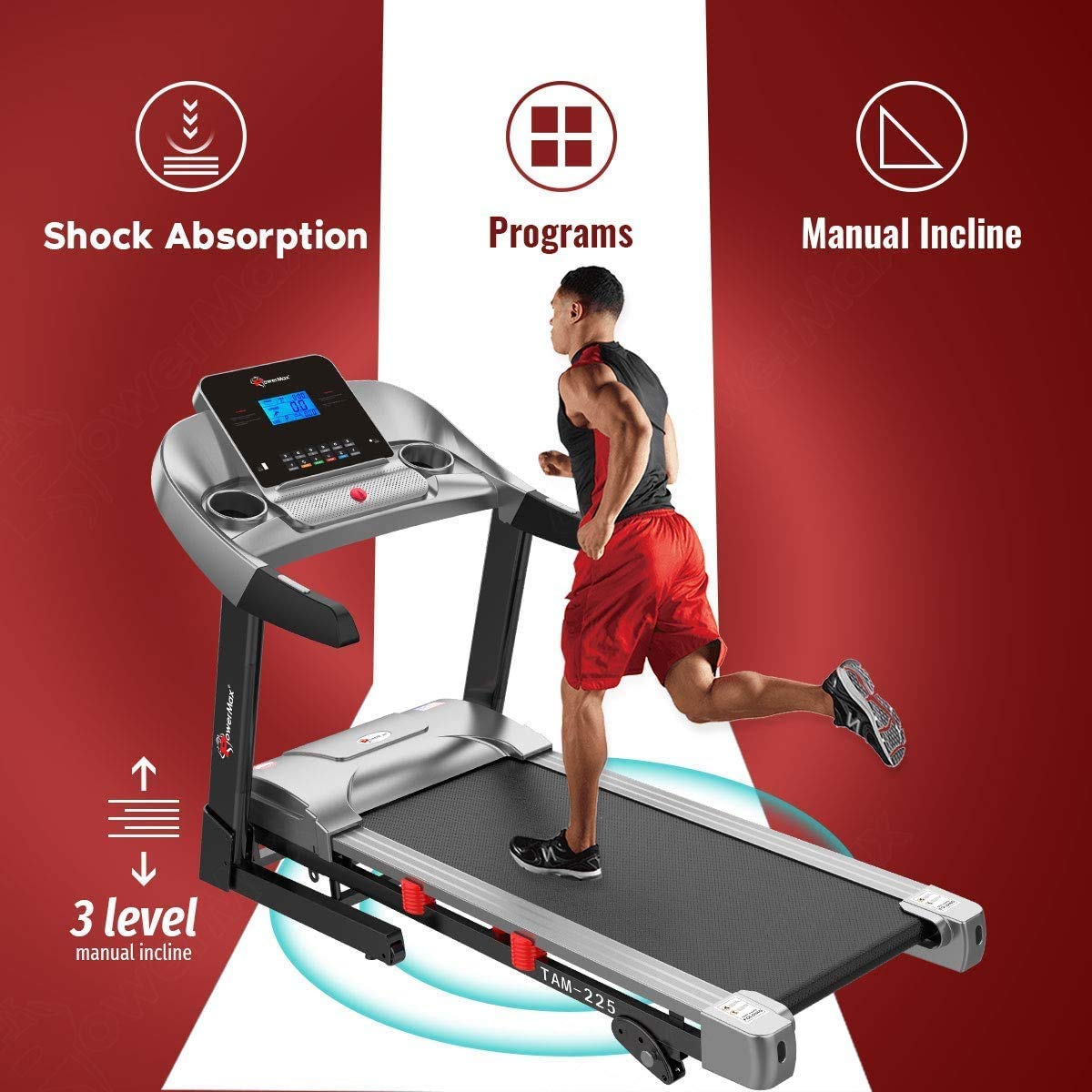 Powermax Fitnesstam 225 4hp Motorised Treadmill For Home Speed