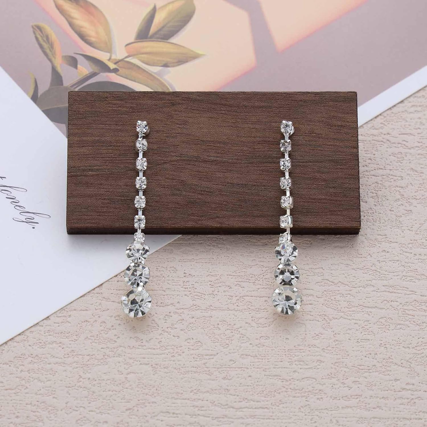 Vintage Crystal Chandeliers Earrings Long Rhinestone Dangle Earrings Gold Tennis Chain Earrings Cz Paved Chain Tassel Earrings Wedding Chandelier Drop Earrings Jewelry for Women - Image 7