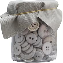 Mini Color Jars Buttons Assortment | Sew-Thru Craft Button in 2-Hole & 4-Hole Designs for DIY, Sewing, Scrapbooking & Decor | 70pcs, Gray
