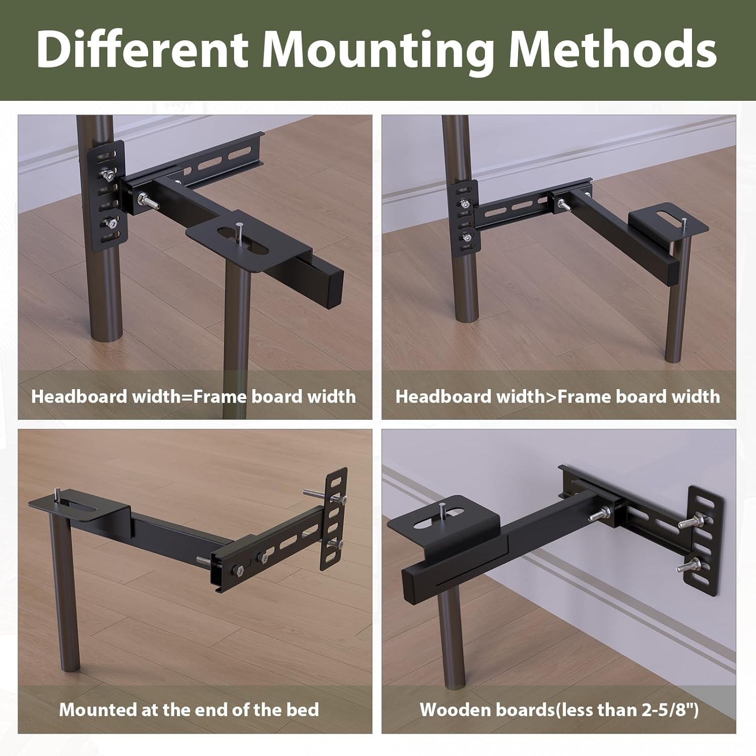 Universal Headboard Brackets for Adjustable Bed Base,Black Headboard Brackets for Adjustable Bed Base for Twin/King/Queen/Full Size Bed Frame,Easy to Customize - Durable - Solid Steel
