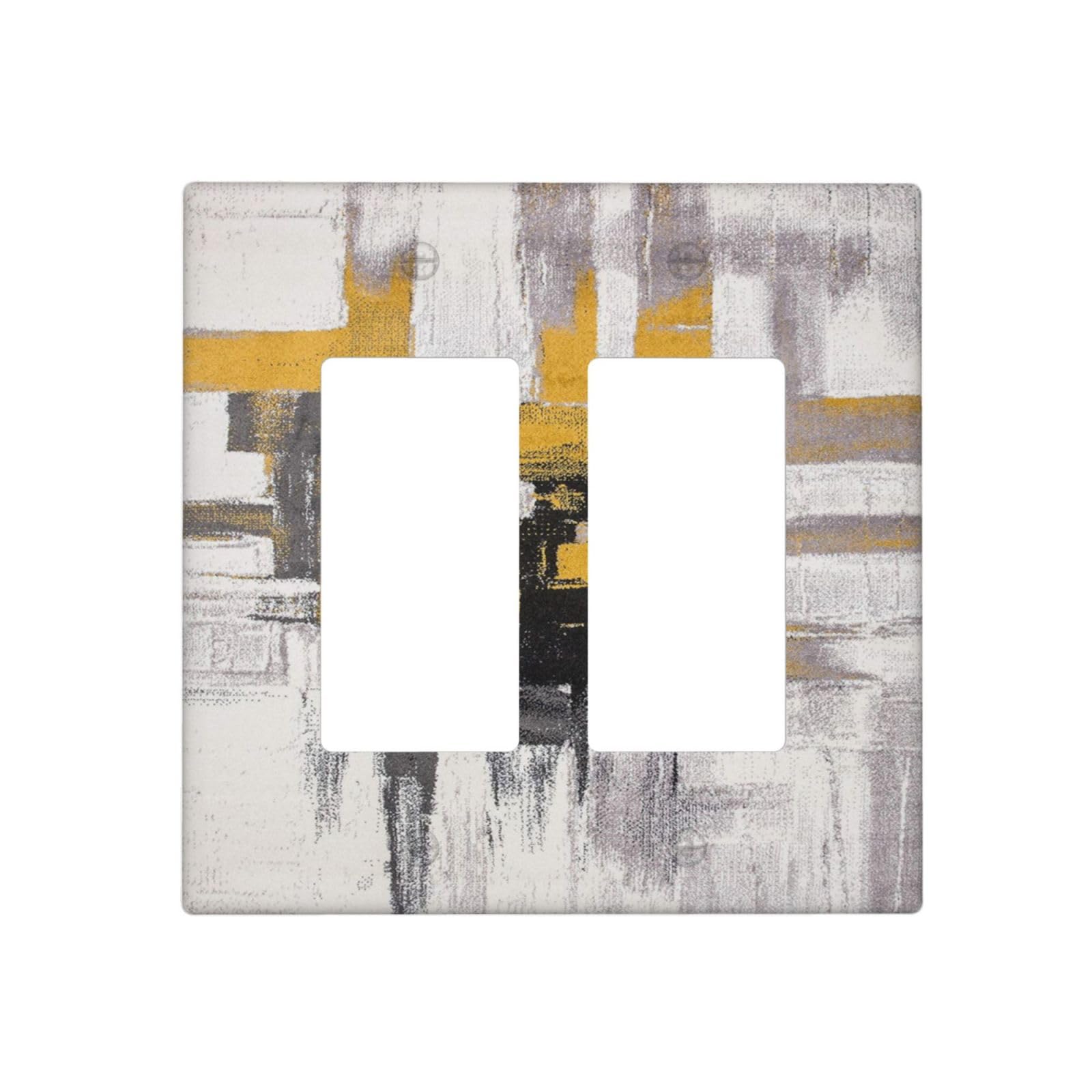 Xuejiaku Outlet Covers Yellow Modern Abstract geometry 2 Gang Wall Plate Double Rocker Light Switch Cover Decorative GFCI Receptacle Cover Electrical Switchplate for Bathroom Home Decor