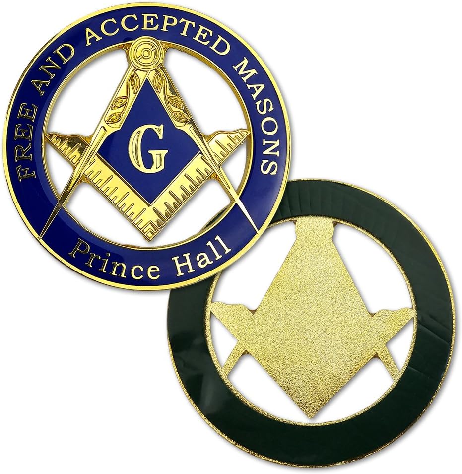 Prince Hall Free Accepted Masons Blue & Gold Masonic Auto Car Emblem