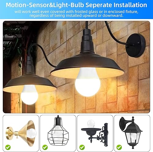 Miniatura 2 de Bombillas con sensor de movimiento, 10 W (equivalente a 120 W) 1200 lm activadas por movimiento, bombilla LED de seguridad del atardecer al