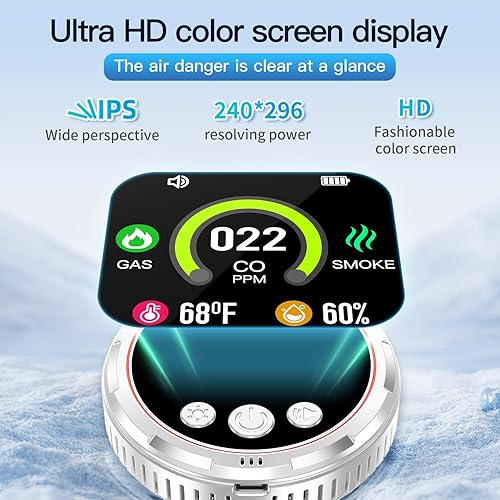 Miniatura 5 de Anillo 5 en 1 con enchufe de gas natural, humo y monóxido de carbono, combinación de detectores de monóxido de carbono incorporada, batería de
