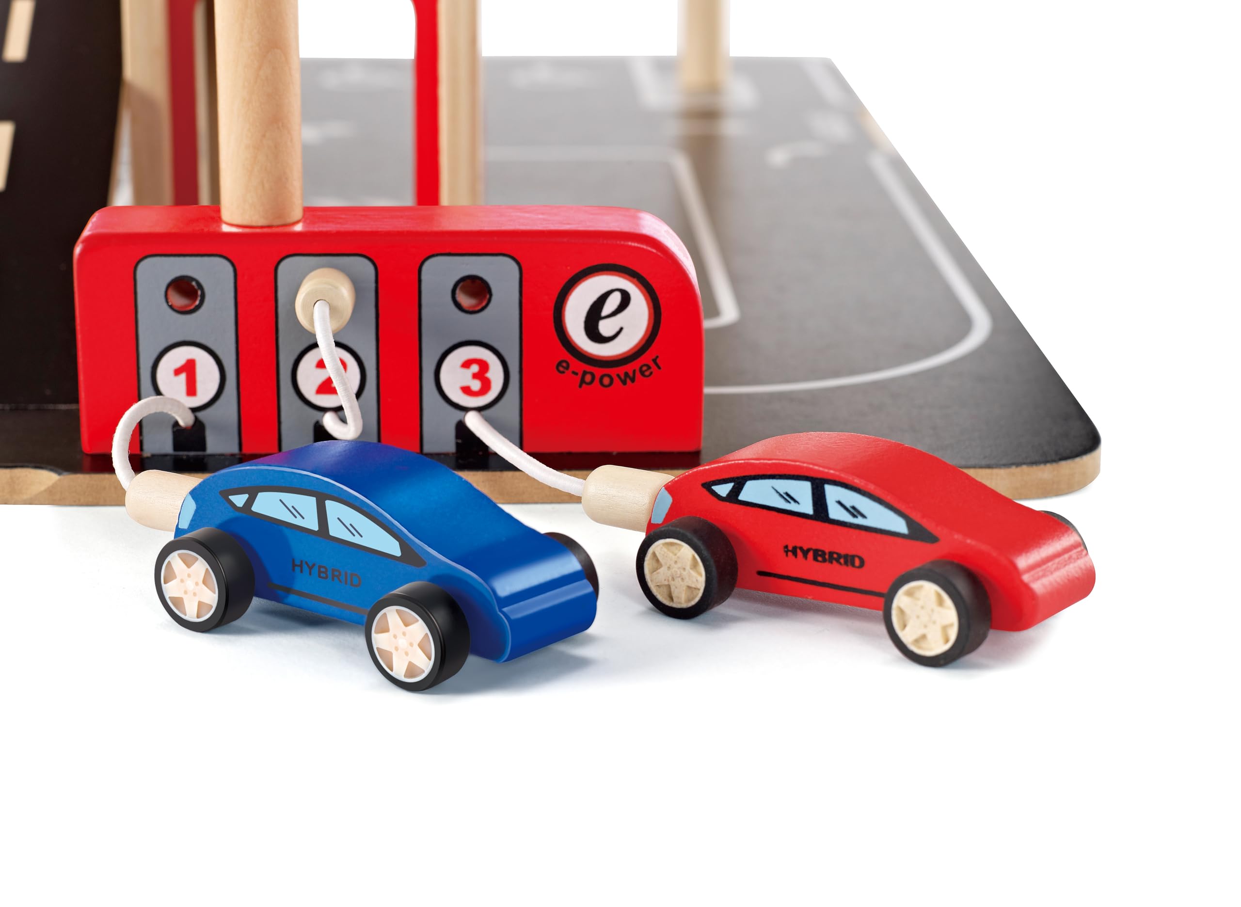 Hape Parkhaus Spielset - aus Holz, Autogarage auf DREI Ebenen mit Autos und Hubschrauber, fördert Motorik, Rollenspiel & Kreativität, Spielzeug für Kinder ab 3 Jahren