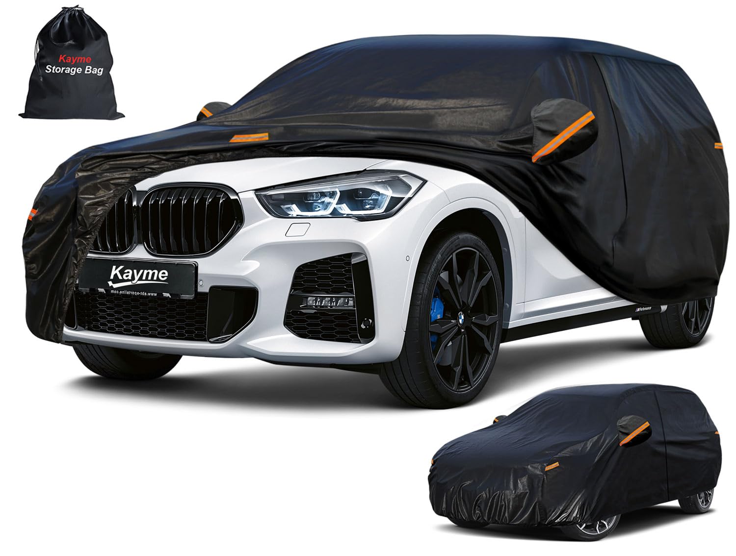 kayme Pokrowiec na samochód, wodoszczelny, oddychający, pełny garaż, plandeka samochodowa na deszcz, słońce, kurz, kompatybilna z E-Pace, Mazda CX-5, Formentor, Ateca, Karoq plandeka okryciowa do SUV