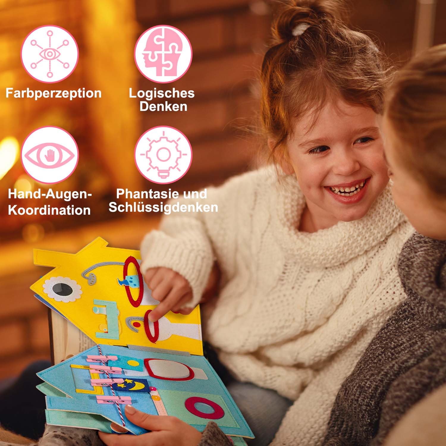 Busy Board Montessori In Feltro Per Bambini 3+ Anni - Gioco Educativo Sensoriale, 10 Attività, Portatile
