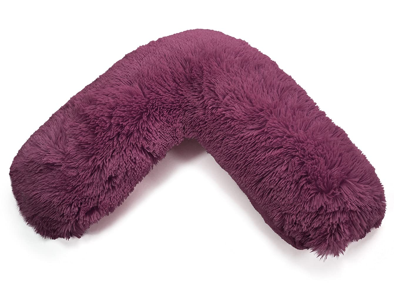 NIGHTZONE Teddy Bear V Shaped complete pillow or Case for support Maternity, Neck, Back, Soft Warm Plush Cosy Fleece Cover (Teddy Cuddles Plum, Case Only)