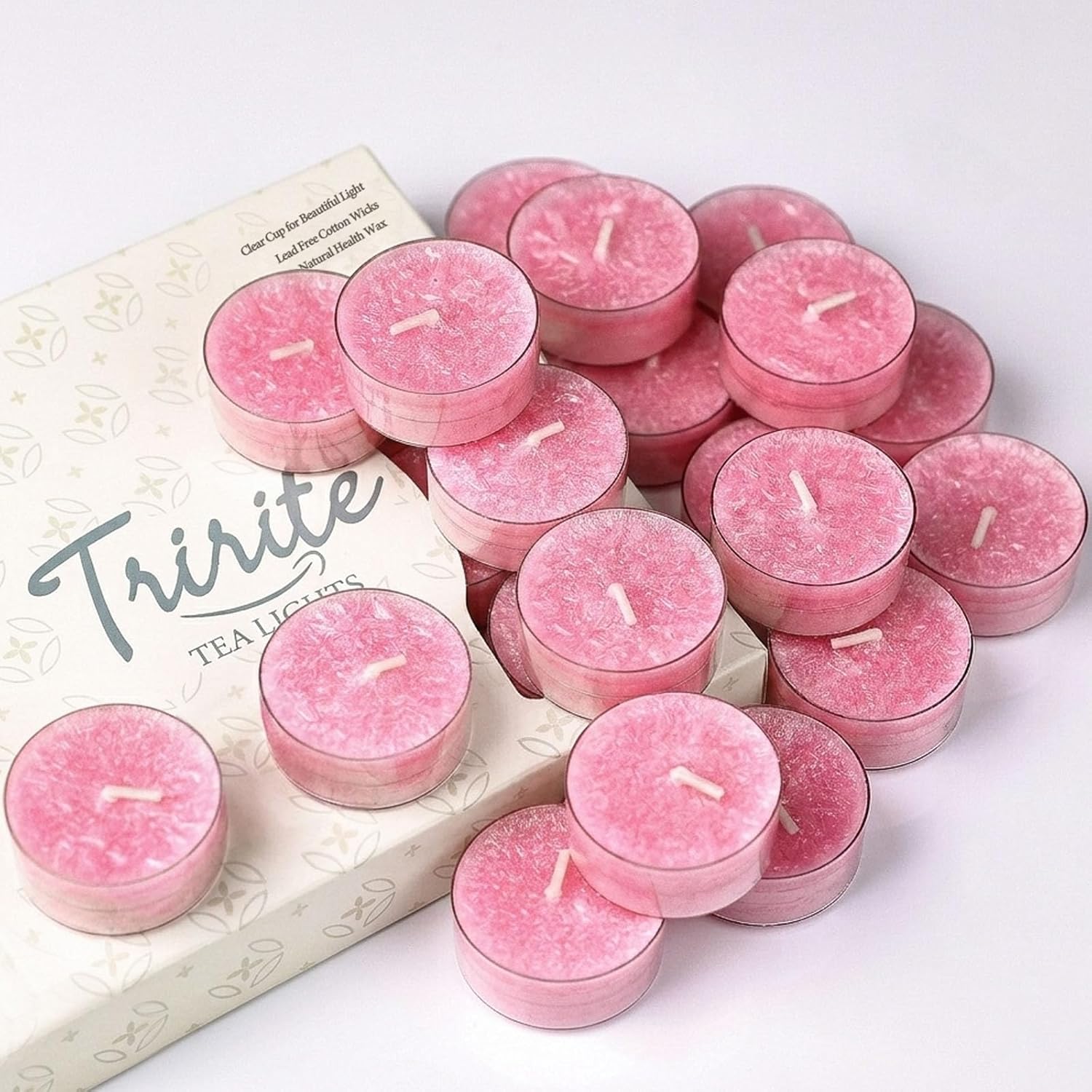24 Pack Unscented Tealights Candles, 5 Hours Long Burning Pearled Tea Lights, Non-Paraffin, Smokeless, Votive Candles for Wedding, Baby Shower (Blue)