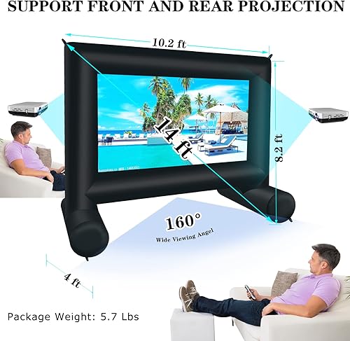 Miniatura 3 de Proyector inflable de 24 pies para interiores y exteriores, pantalla de proyección de cine portátil, con soplador de aire, amarres y bolsa de