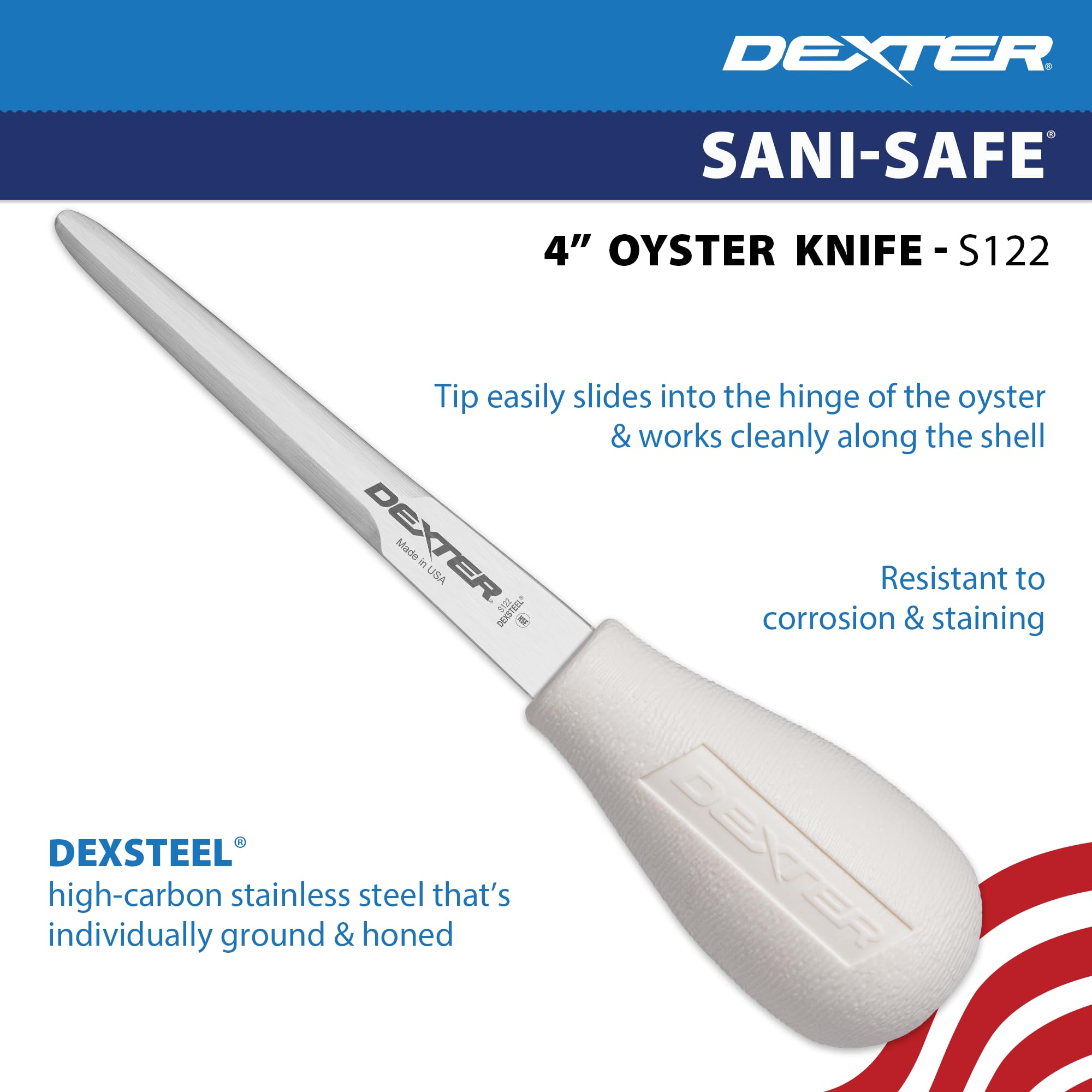 Sanisafe S122-Pcp 4" Boston modelo Oyster cuchillo con mango de polipropileno