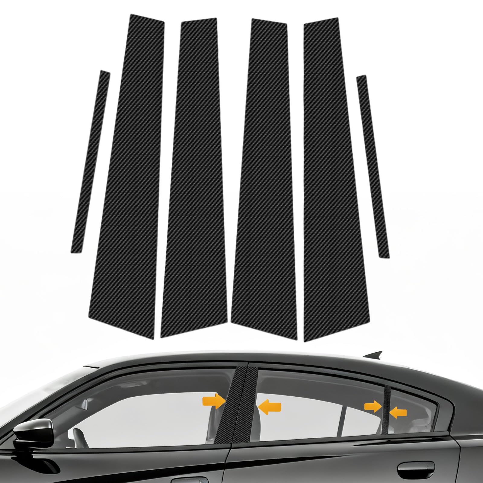 Moldura para postes de pilar de Dodge Charger 2011-2021, kit de ventanas con aspecto carbono 8