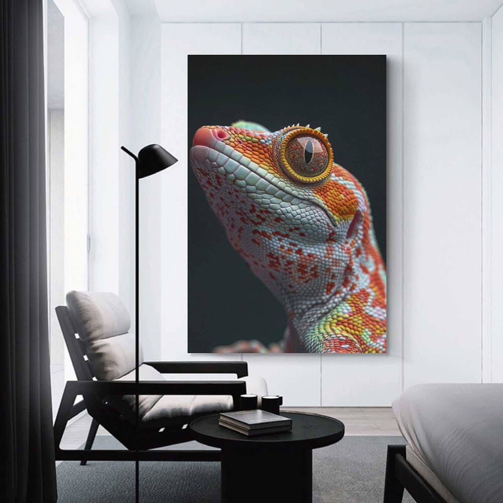 Junmoney Gecko Room Decor Wall Art, 24x36inch(60x90cm), for Living Spaces, Bedrooms Or Relaxed Rooms, Canvas Styling for A Polished Room Look