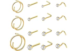 10Pcs 18G 20G Double Nose Rings Hoops for Single Pierced Surgical Steel...