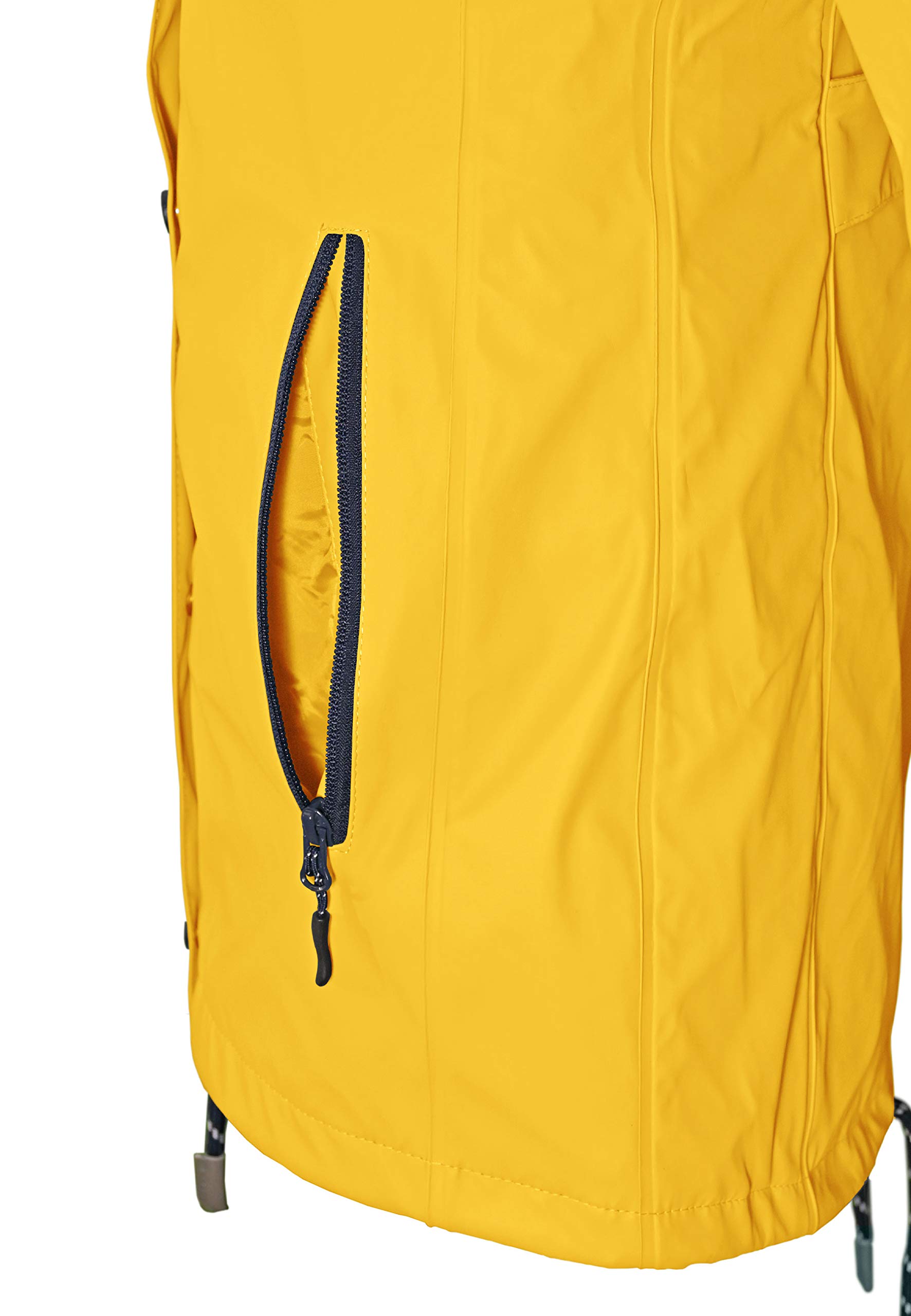 MADSea Damen Regenmantel Friesennerz 620 | halblanger wasserdichter Regenparka | winddicht mit maritimen, weiß/blauen Innenfutter