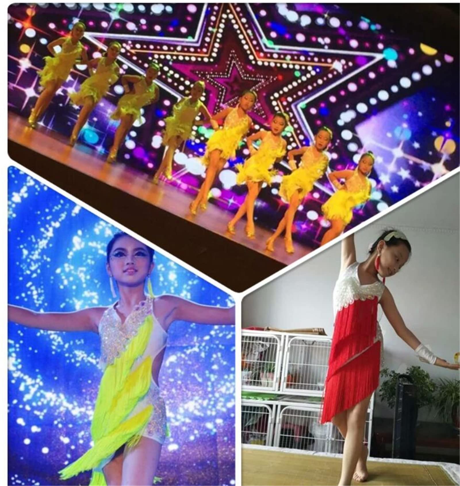 Dziewczyna taniec latynoamerykański sukienka cekiny pomponem samba konkurs sala balowa tango salsa odzież do tańca praktyka odzież konkursowa,Green,150