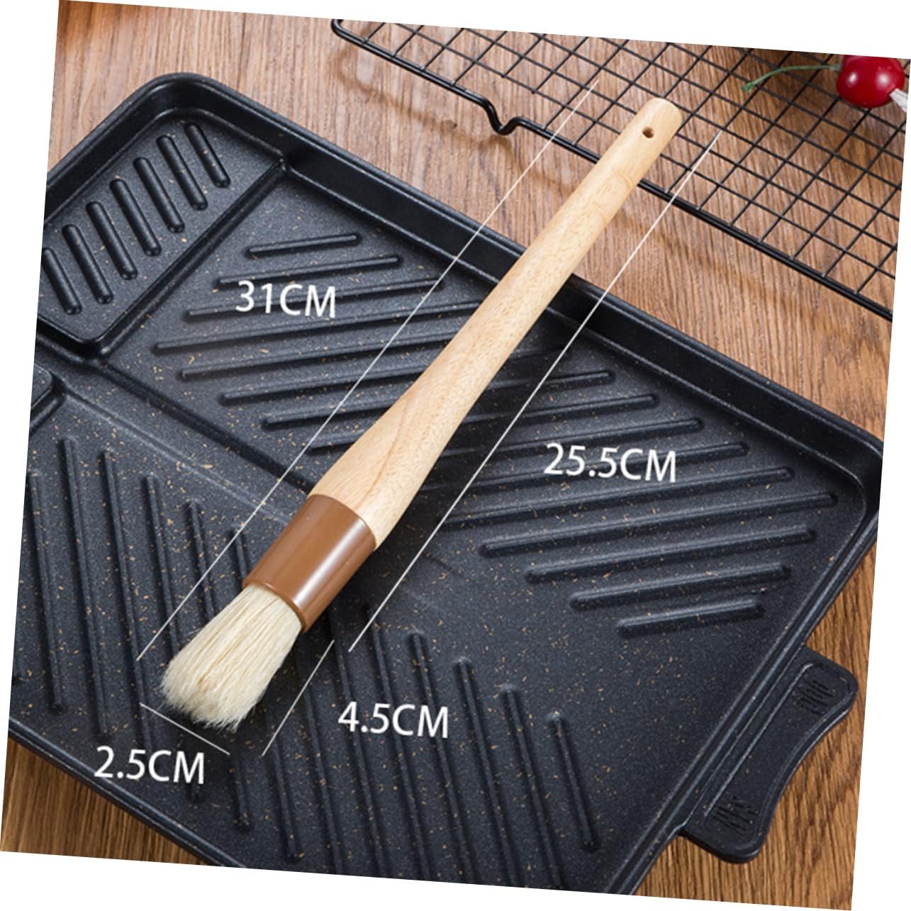 4Pcs Basting Oil Brush Heat proof Pastry Brush wood kitchen cooking basting bbq Spread Oil Baking Sauce cooking beech handle Bamboo pig hair