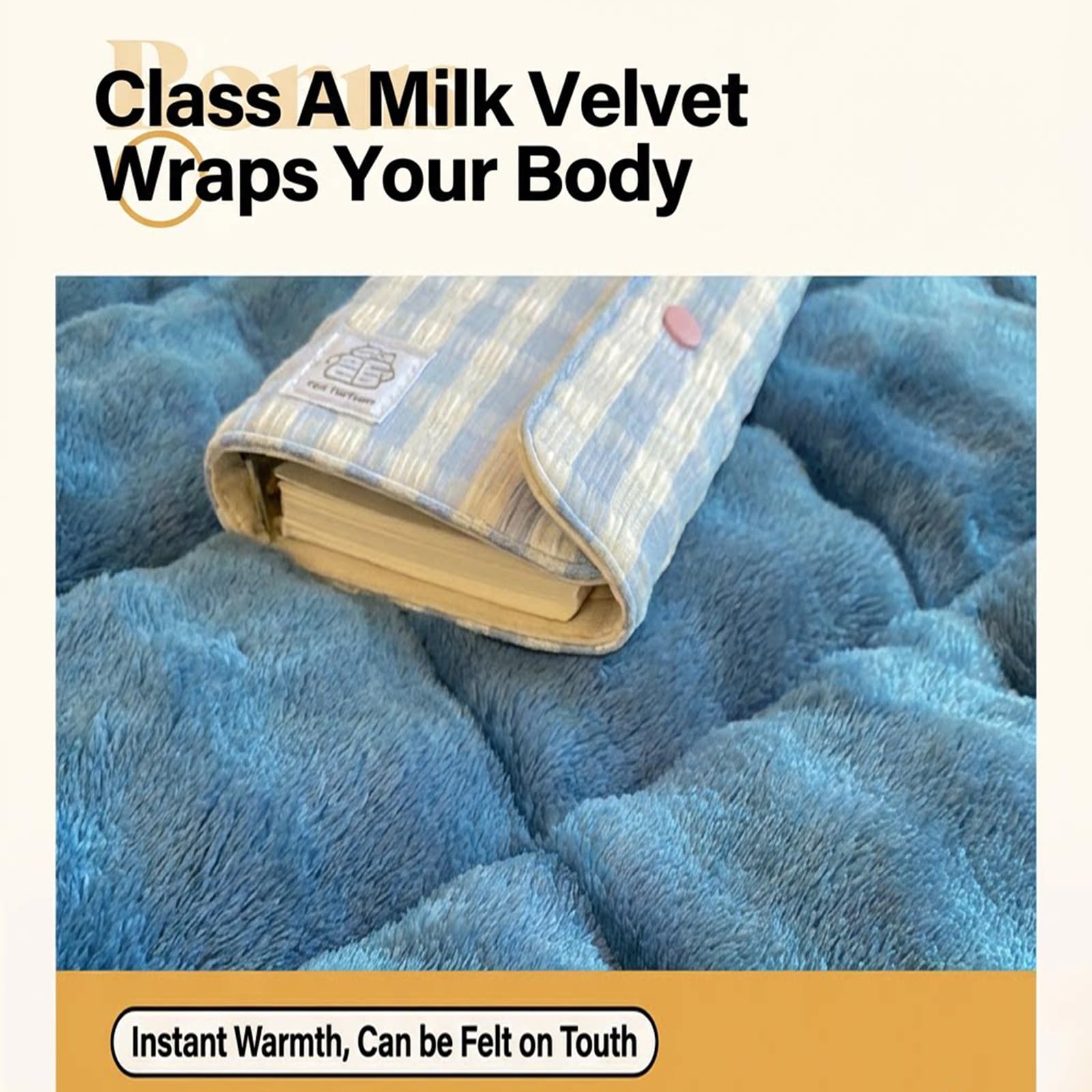 Genérico Topper de Colchón Terciopelo Leche, Suelo Plegable, Almohadilla Dormir Cálida para Dormitorio, Cama Invitados Portátil con Fundas Almohada(Camel,180 * 200cm)