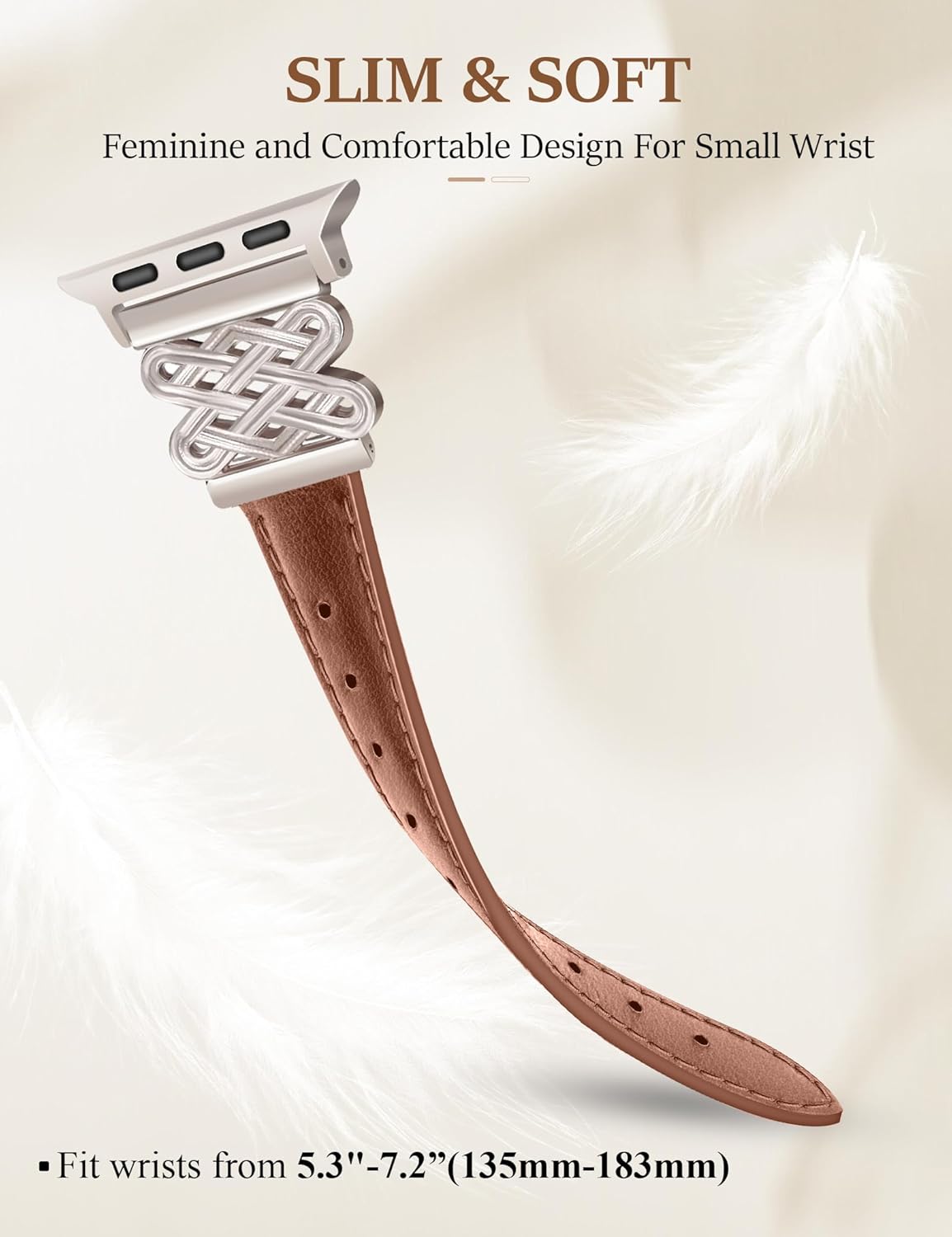 Leather Band for Women Slim Dressy Bands Compatible with Apple Watch 38mm 40mm 41mm 42mm 44mm 45mm 49mm, Designer Interlock Buckle Strap for iWatch Series 10/9/8/7/6/5/4/3/2/1/SE/Ultra - Image 5