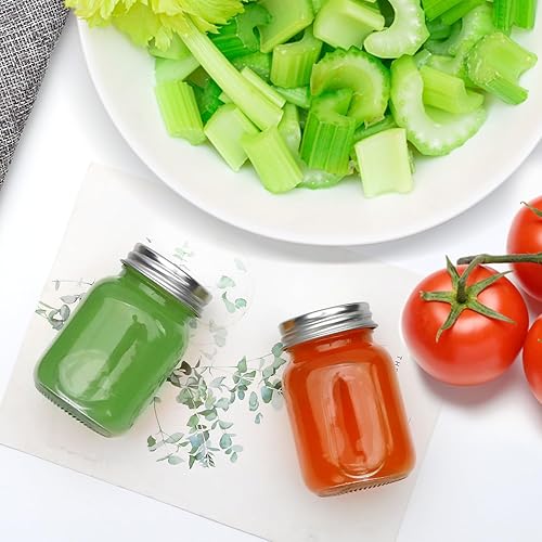 Miniatura 7 de Accguan Tarros Mason de 2 onzas, botellas de jengibre con tapas plateadas, tarros de yogert de vidrio, tarro de vela, miel, mermelada, gelatina,