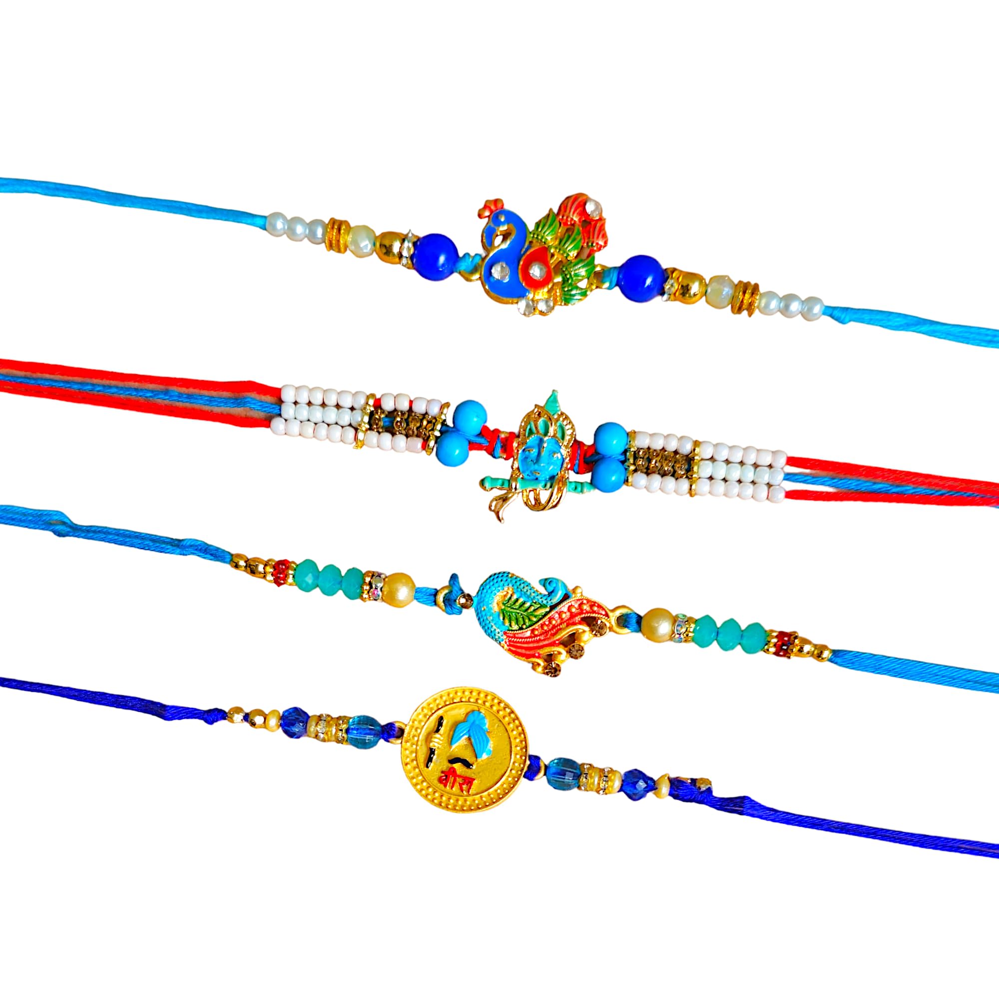Lavanya Creation set of 4 multi-designer Rakhis For Men with a Roli Chawal Pack. (B0DBFC8TSQ) Amazon Price History, Amazon Price Tracker