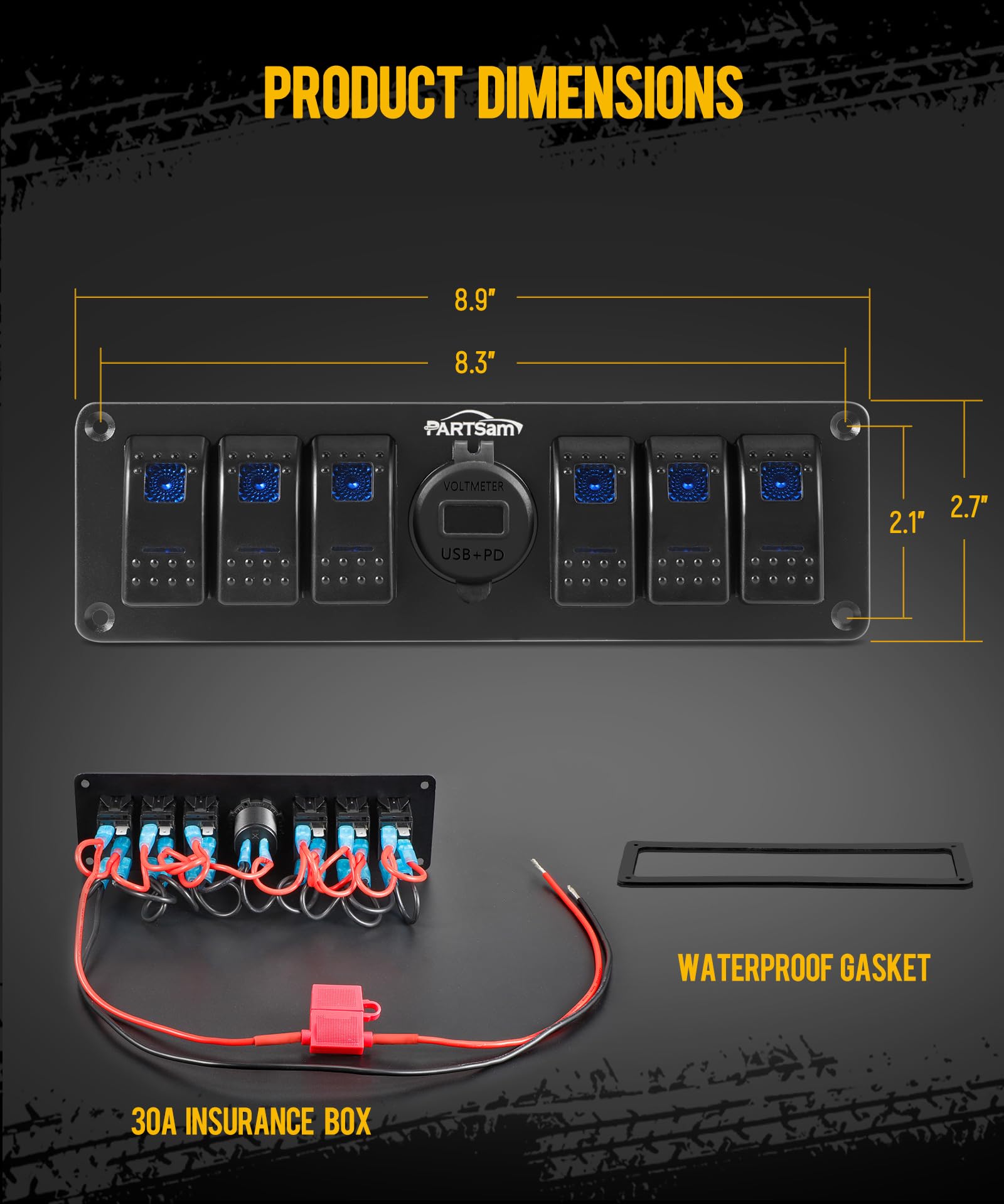 12V Control Panel 6-Gang Rocker Switch Panel With 10A Fuse - 12V/24V ...