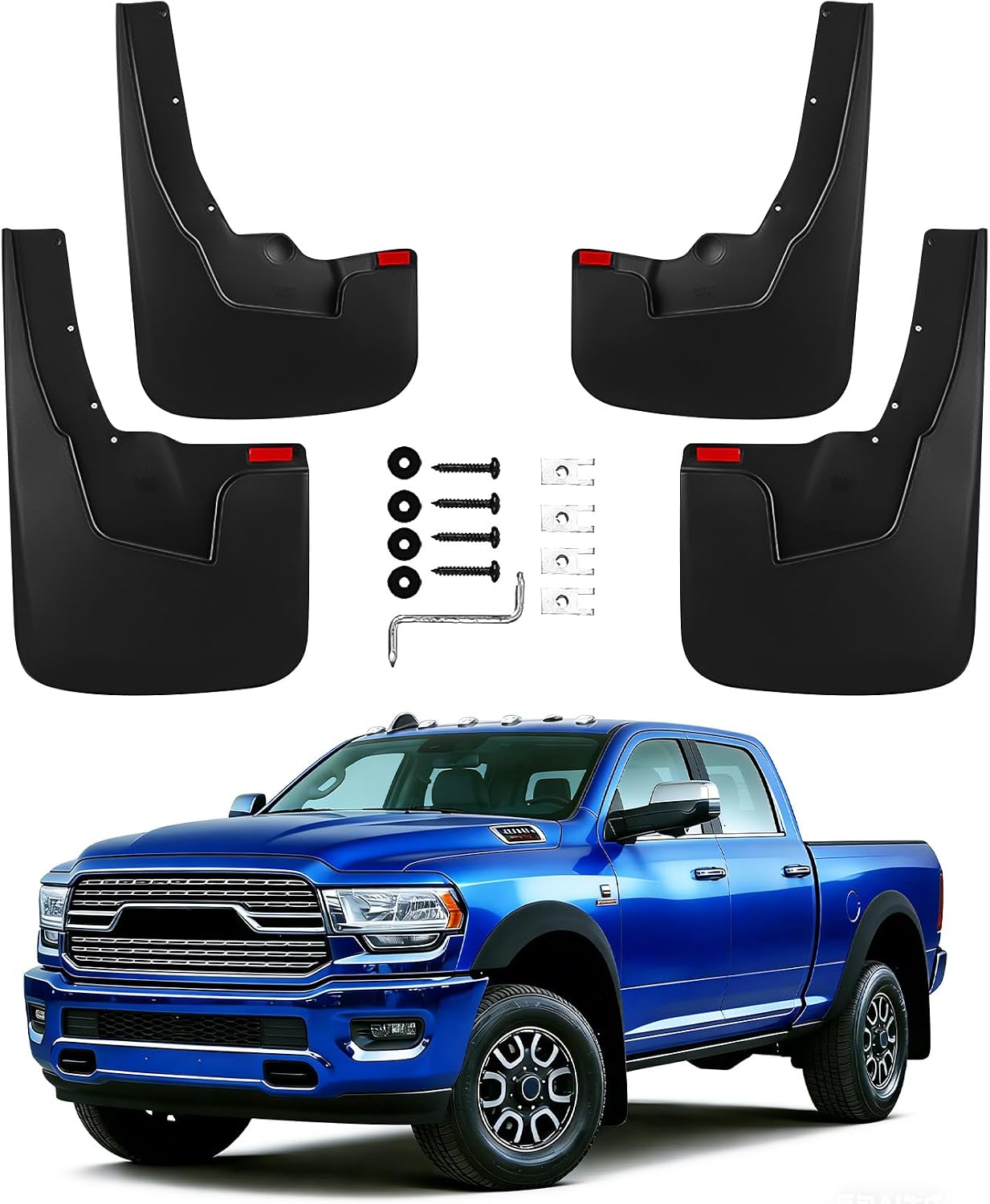 Mud Flaps Splash Guards Compatible with 2019-2026 Ram 1500,Front and Rear Mud Guards Fender Flares for Ram 1500 Accessories (with Fender Flares) 4 Piece Set Black Textured Finish