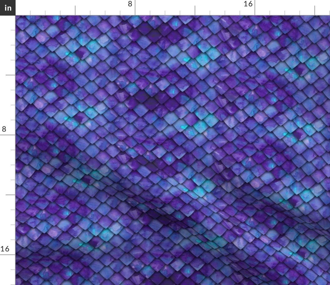 Spoonflower Fabric - Dragon Scales Purple Scale Mermaid Blue Printed on Petal Signature Cotton Fabric by The Yard - Sewing Quilting Apparel Crafts Decor
