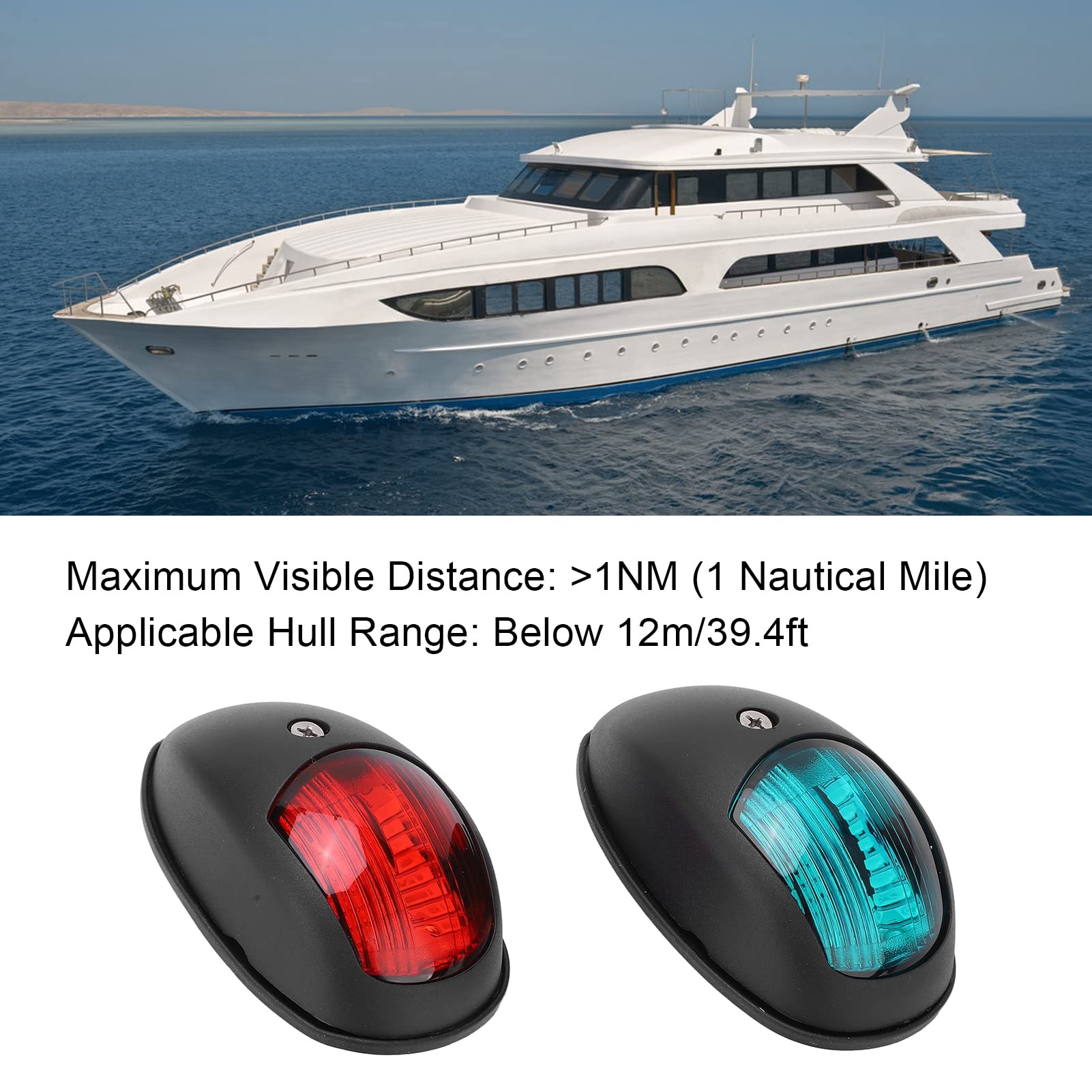 Feux De Navigation LED Bateau – 2 Pièces, 12V 3W, Rouge Et Vert, IP66, Pour Navire Jusqu’à 12m