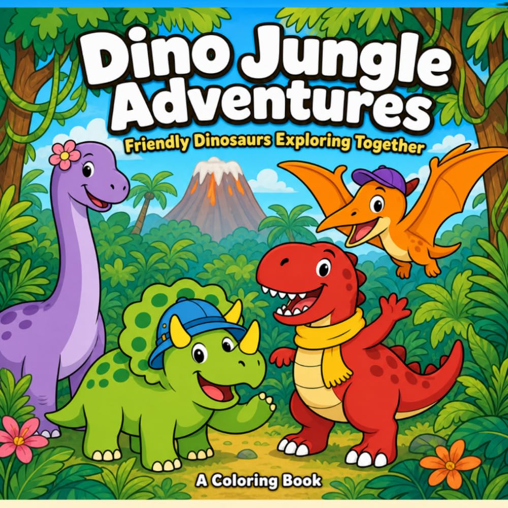 Dino Jungle Adventure: Friendly Dinosaurs Exploring Together