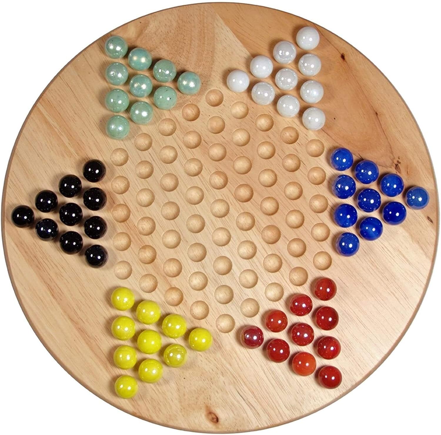 年末年始大決算 Games Classic Wooden Chinese Checkers Set In 11 5 With Glass Marbles