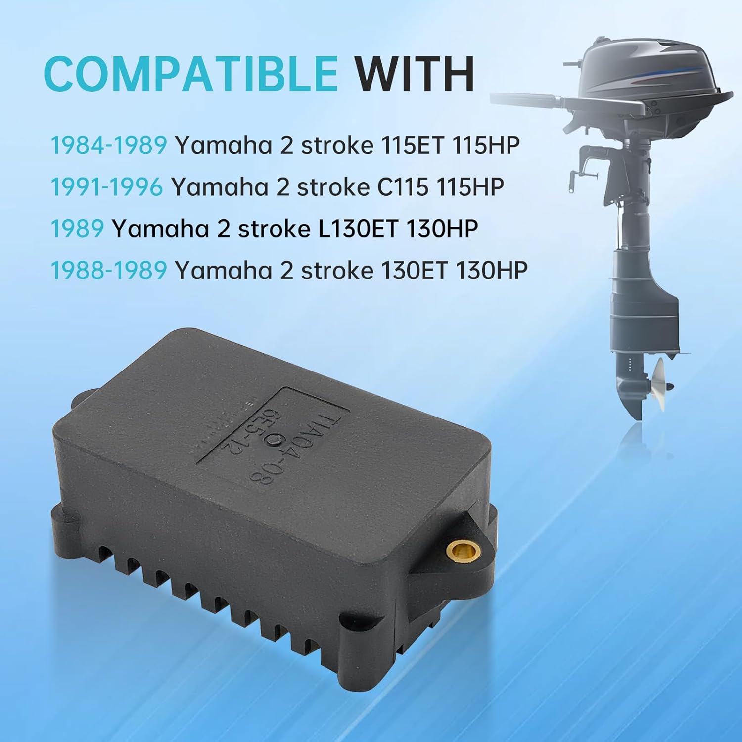 6E5-85540-12 Ignition Power Pack CDI Unit Module System Compatible with Ya/maha 2 Stroke 130HP 1988 1989,115HP 1984-1996 Replace# 6E5-85540-12-00, 6E5-85540-10-00, 6E5-85540-11-00, 6E5-85540, TIA04-08