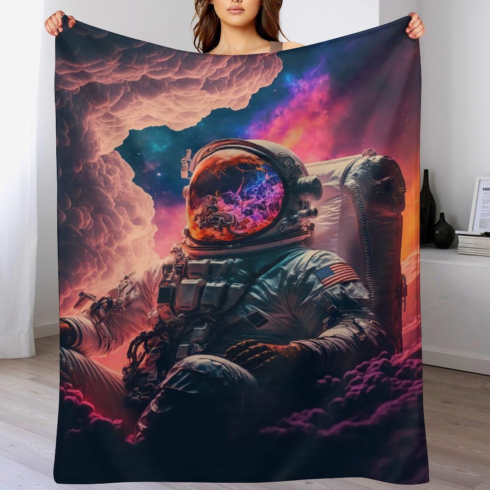 Couverture polaire astronaute contre le froid, plaid chaud en flanelle 100x130