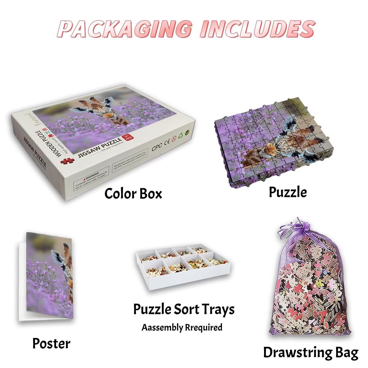 Puzzle 3000 Pezzi Giraffa, Puzzle Fiore per Adulti, Puzzles in Legno Intrattenimento Creativo, Divertimento, Puzzles Educativi Classici con Confezione di Alta Qualità Idea Regalo Donna Decor -3014