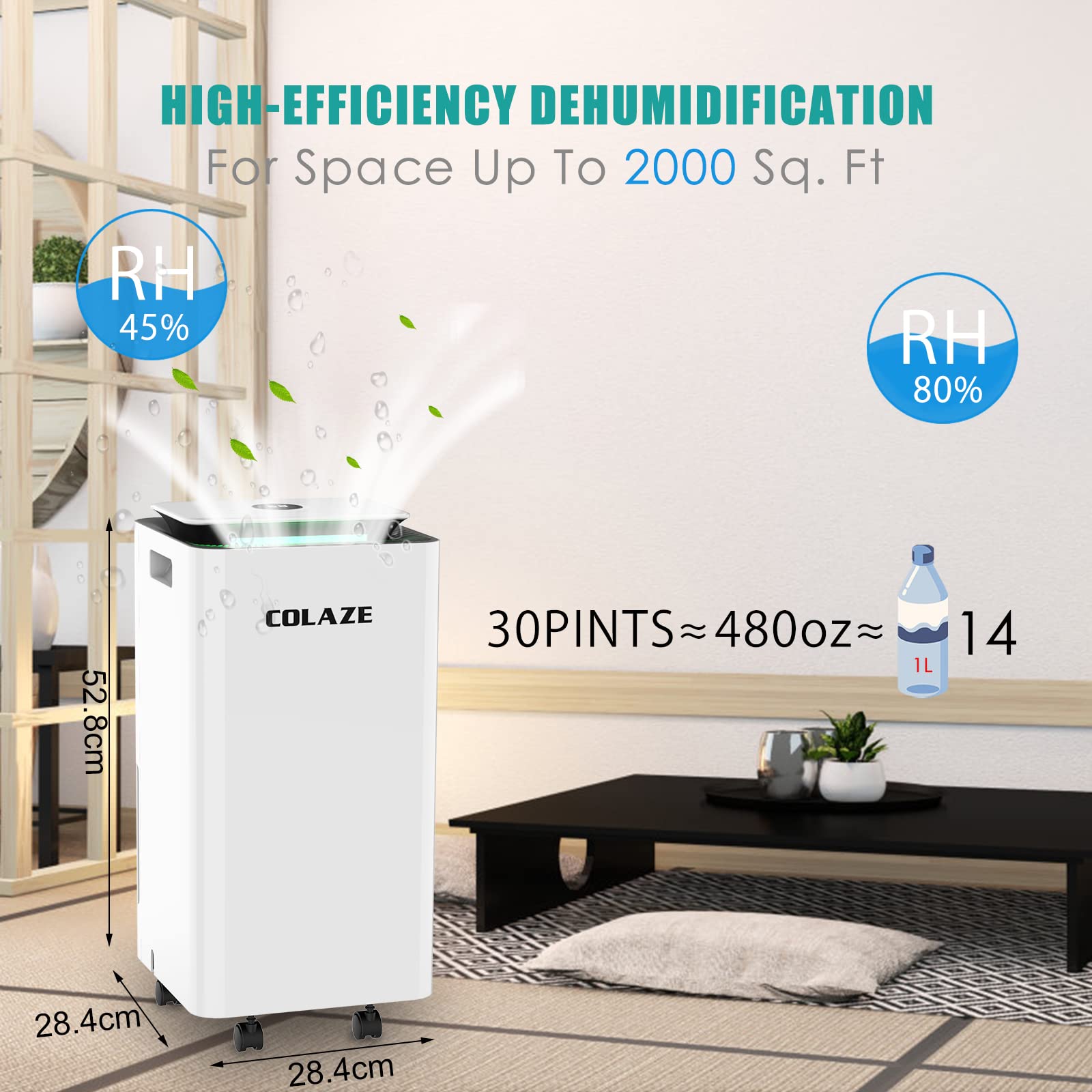 2000 Sq. Ft 30 Pints Dehumidifiers for Home or Basements with Drain