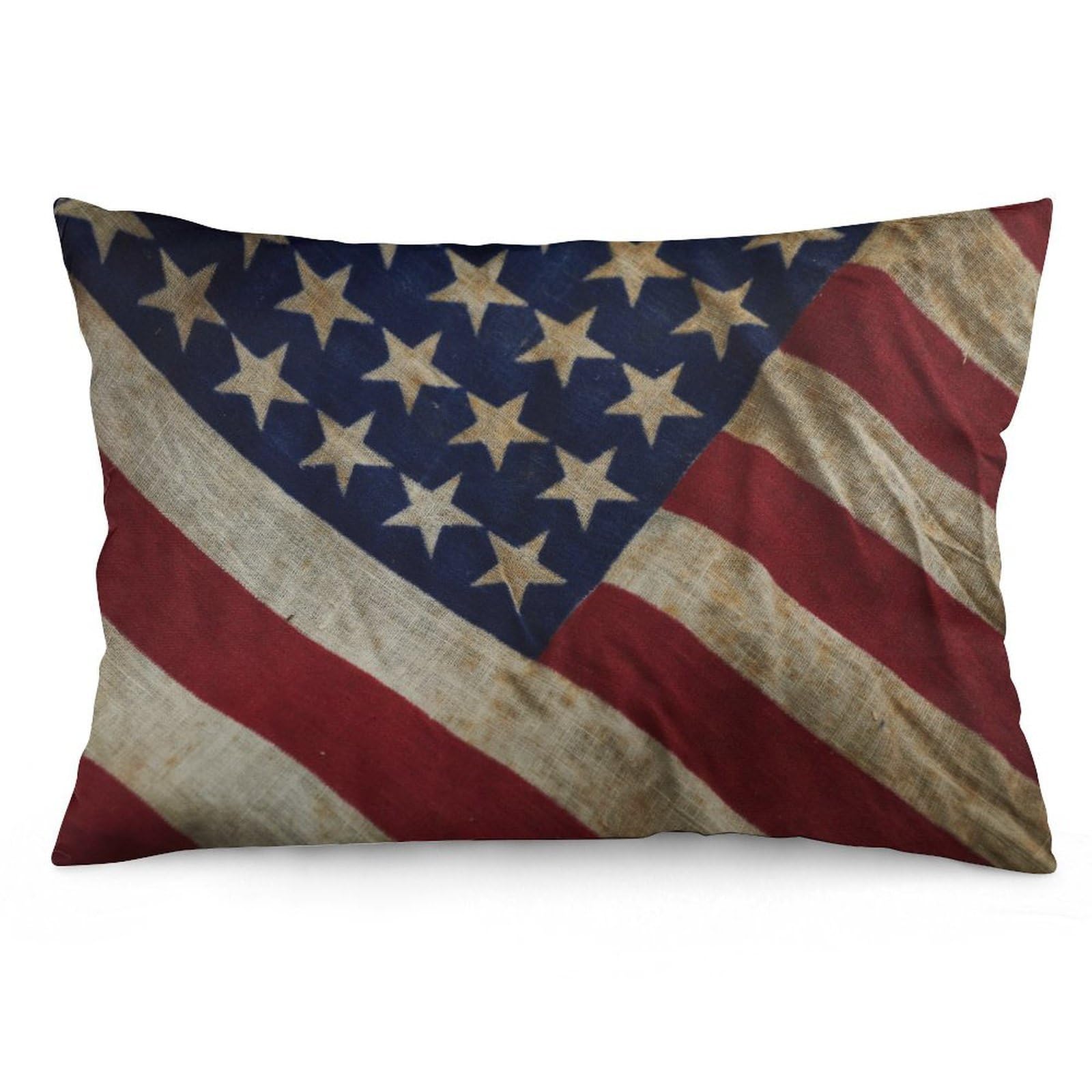 2 Pack Pillow Cases for Hair and Skin, Soft Breathable Pillow Case Covers with Hidden Zipper, American Flag Pillowcase 16 "x24 Pillow Covers for Sleeping Gift