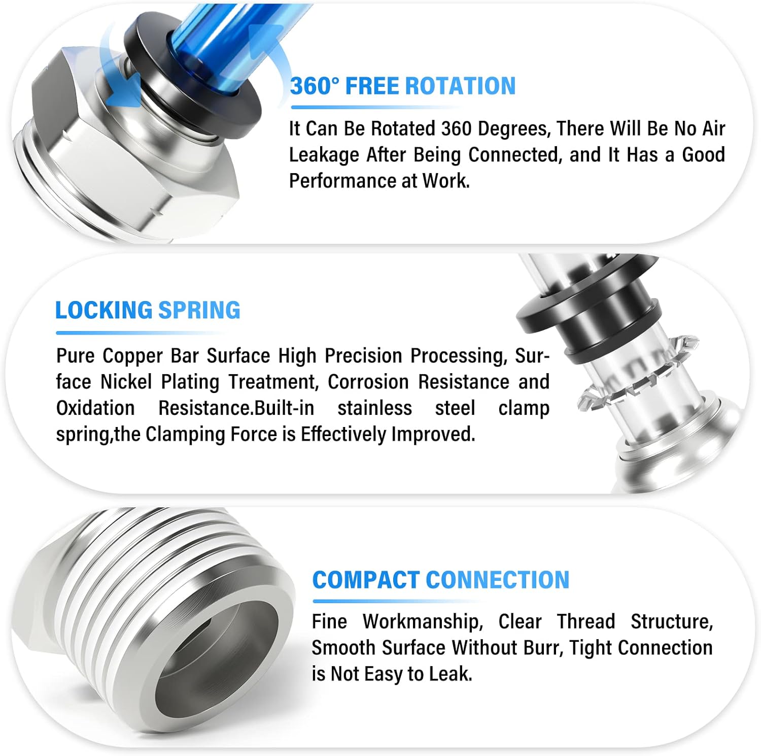 TAILONZ PNEUMATIC Male Straight 1/4 Inch Tube OD x 1/2 Inch NPT Thread Push to Connect Fittings PC-1/4-N4 (Pack of 20)