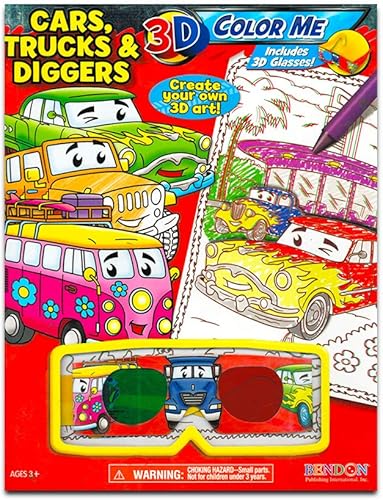 Miniatura 3 de Coches y camiones para colorear, conjunto de libros con más de 80 pegatinas (¡coches, camiones de bomberos, construcción, trenes y más!)