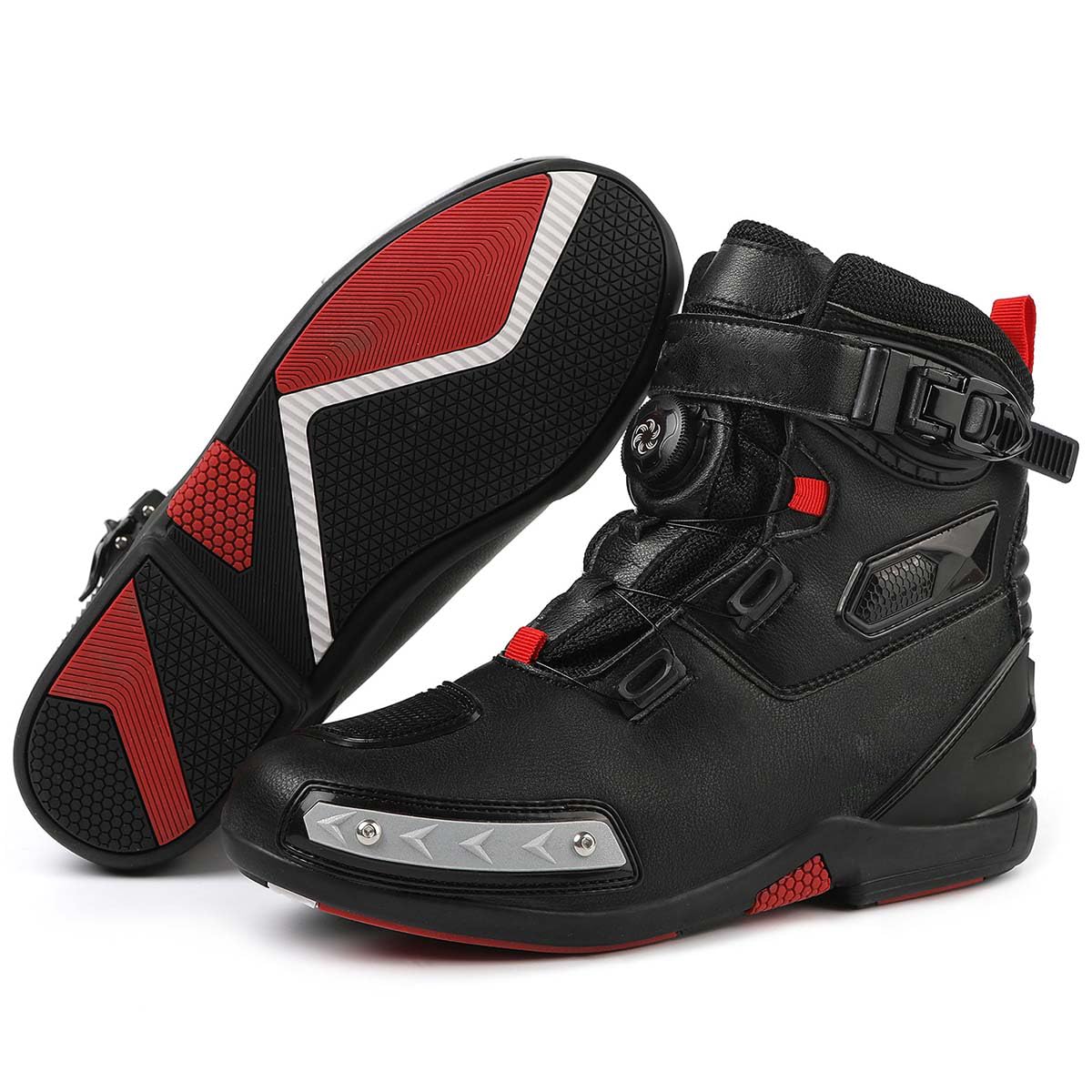 Scarpe da Moto Uomo, Stivali Moto Impermeabili con Dettagli Riflettenti e Suola Antiscivolo – Stivali Motociclisti Chiusura Rapida