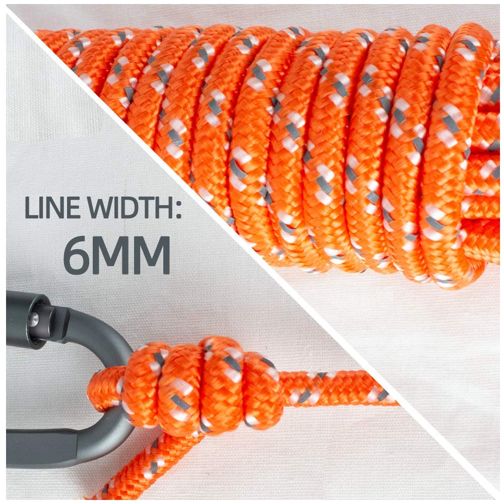 Cordon Réglable Avec Mousqueton Orange 5m - Pour Tente, Auvent, Sac De Couchage - Fixation Rapide Et Antidérapante