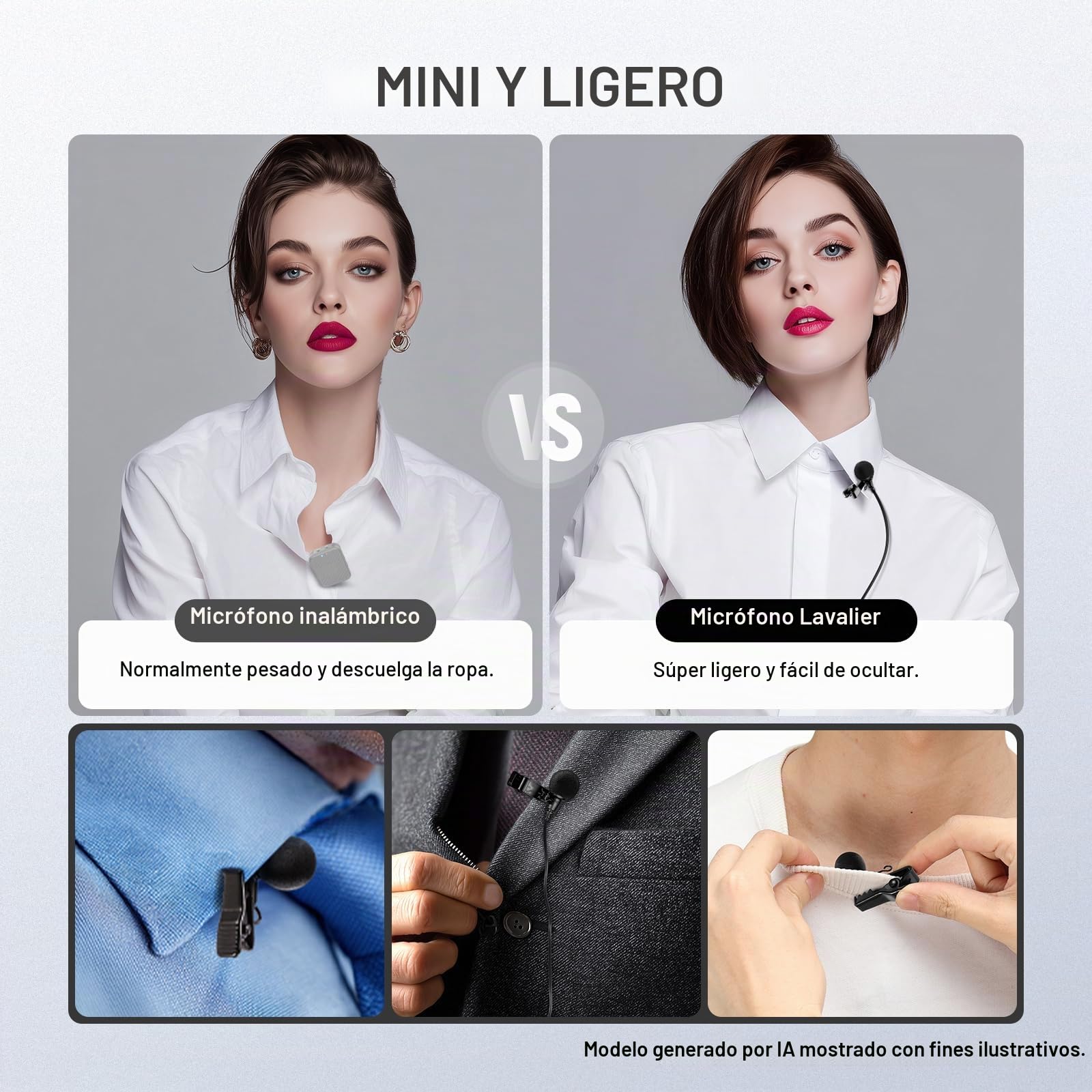 NEEWER ø4mm Mini Micrófono Solapa (Paquete de 2), Clip On Mic Solapa Condensador Cable con 5ft/1,5m 3,5mm Conector TRS, Compatible con dji Mic 2 Rode Wireless Go II NEEWER CM28 CM31 Cámara, LM8 | Set de Micrófono Solapa, Cable 1,5m Conector TRS 3,5mm, com