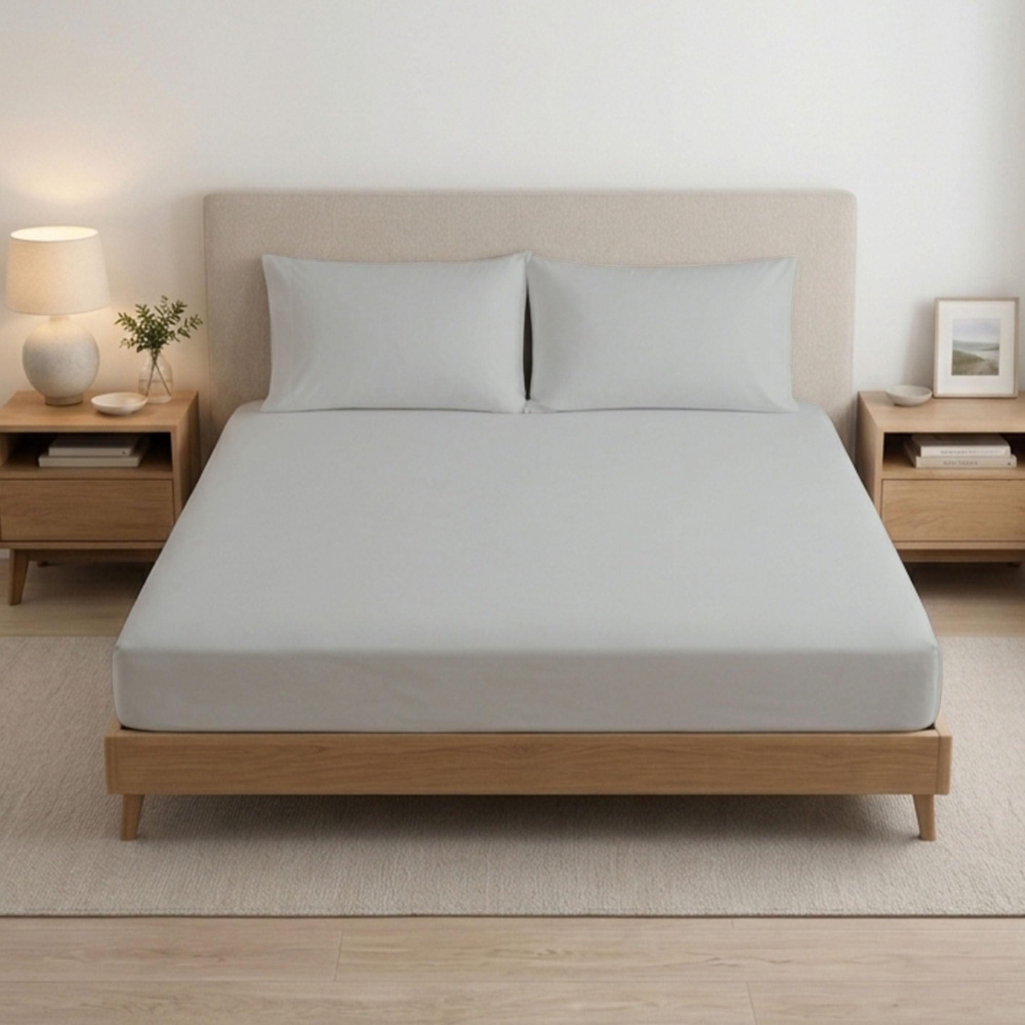 Reliancebedding Silver Single Fitted Sheet 100% Egyptian Cotton 400Tc – 25Cm Deep Pocket