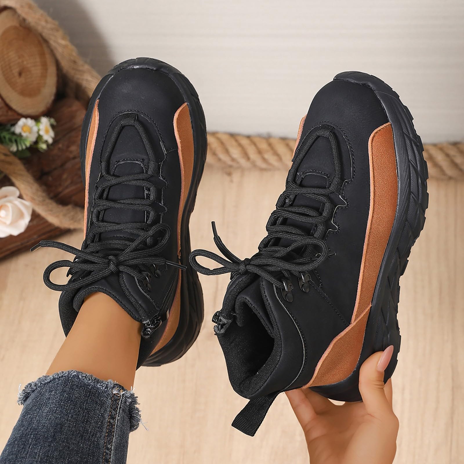 Zapatillas altas para mujer, con cremallera, ligeras, para senderismo