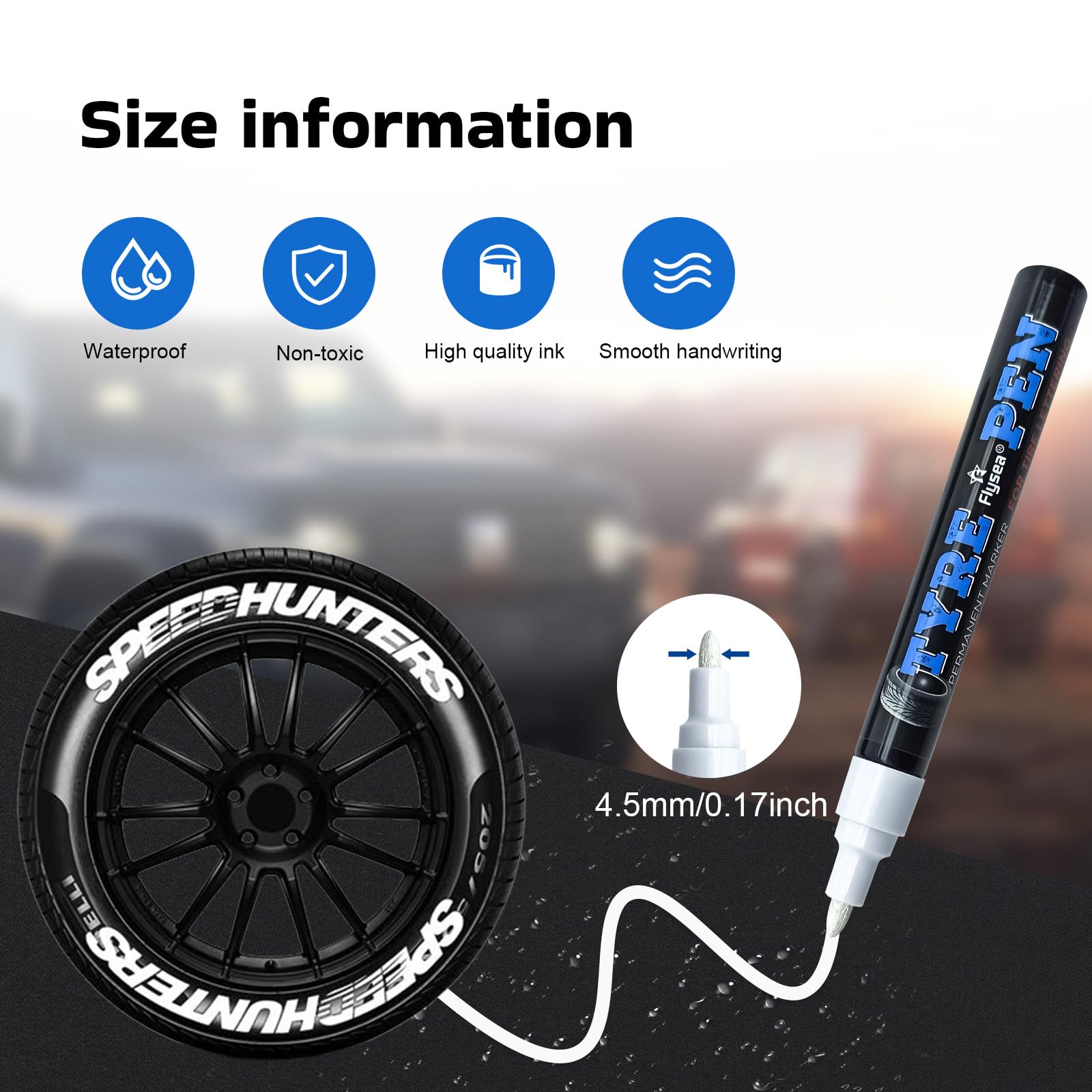 Landrain 6 Stück Lackstift Auto Weiß, Reifenstift Weiß Wasserfest, Auto Reifenmarker Reifen Lackstifte für Auto Motorrad Reifen