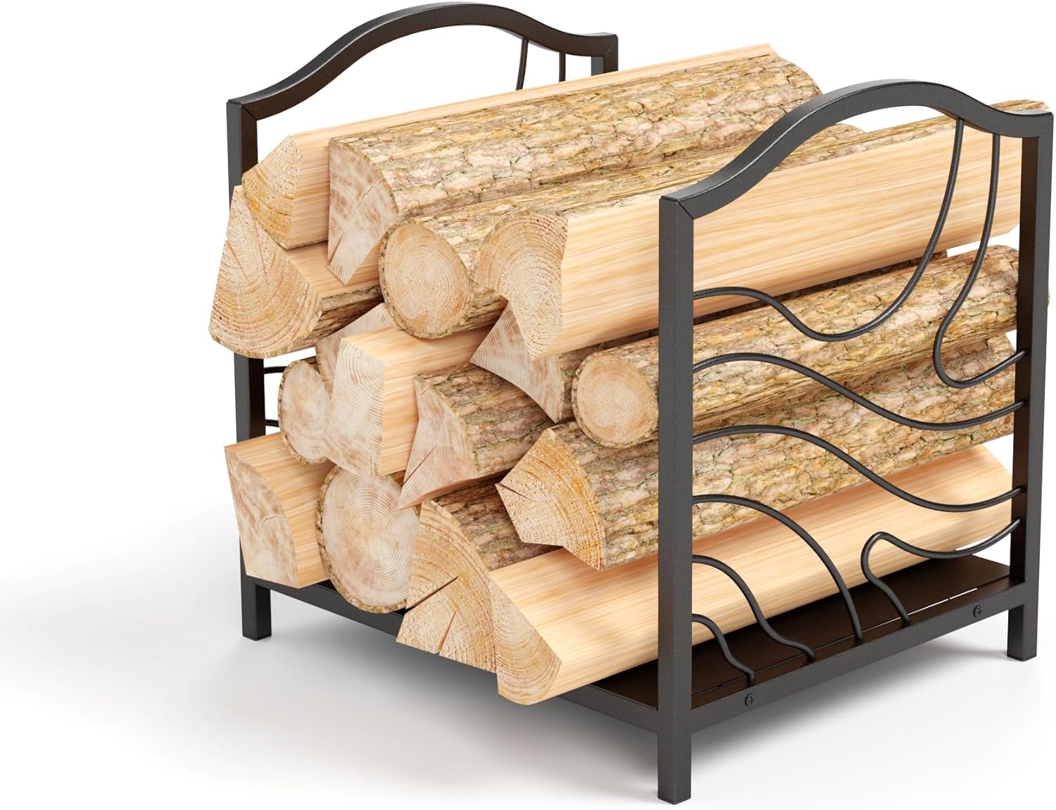 PHI VILLA 17 Inch Fireplace Log Carriers Holders Stove Accessories Firewood Log Rack Bin Indoor/Outdoor
