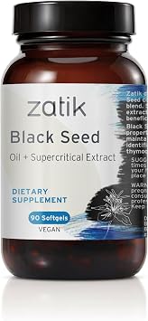 Zatik Naturals - Black Cumin Seed Oil & Supercritical Extract, Cold Pressed, Unrefined, Gluten Free, Vegan, 90 Vegan Softgels