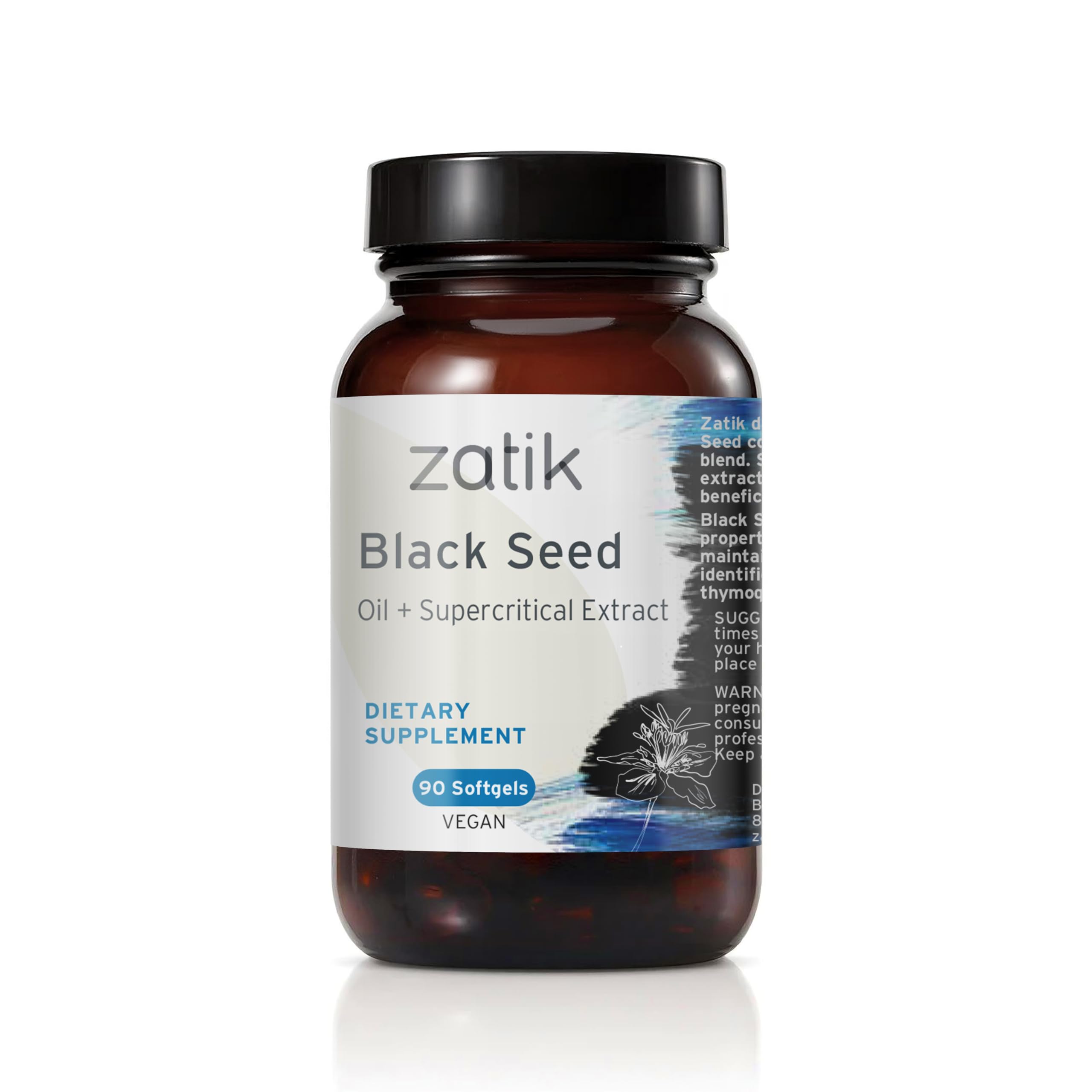 Zatik Naturals Black Cumin Seed Oil & Supercritical Extract, 90 Softgels | Cold Pressed, Unrefined USDA Organic Oil, Gluten Free, Vegan, Non GMO | Grocery Pickup & Delivery
