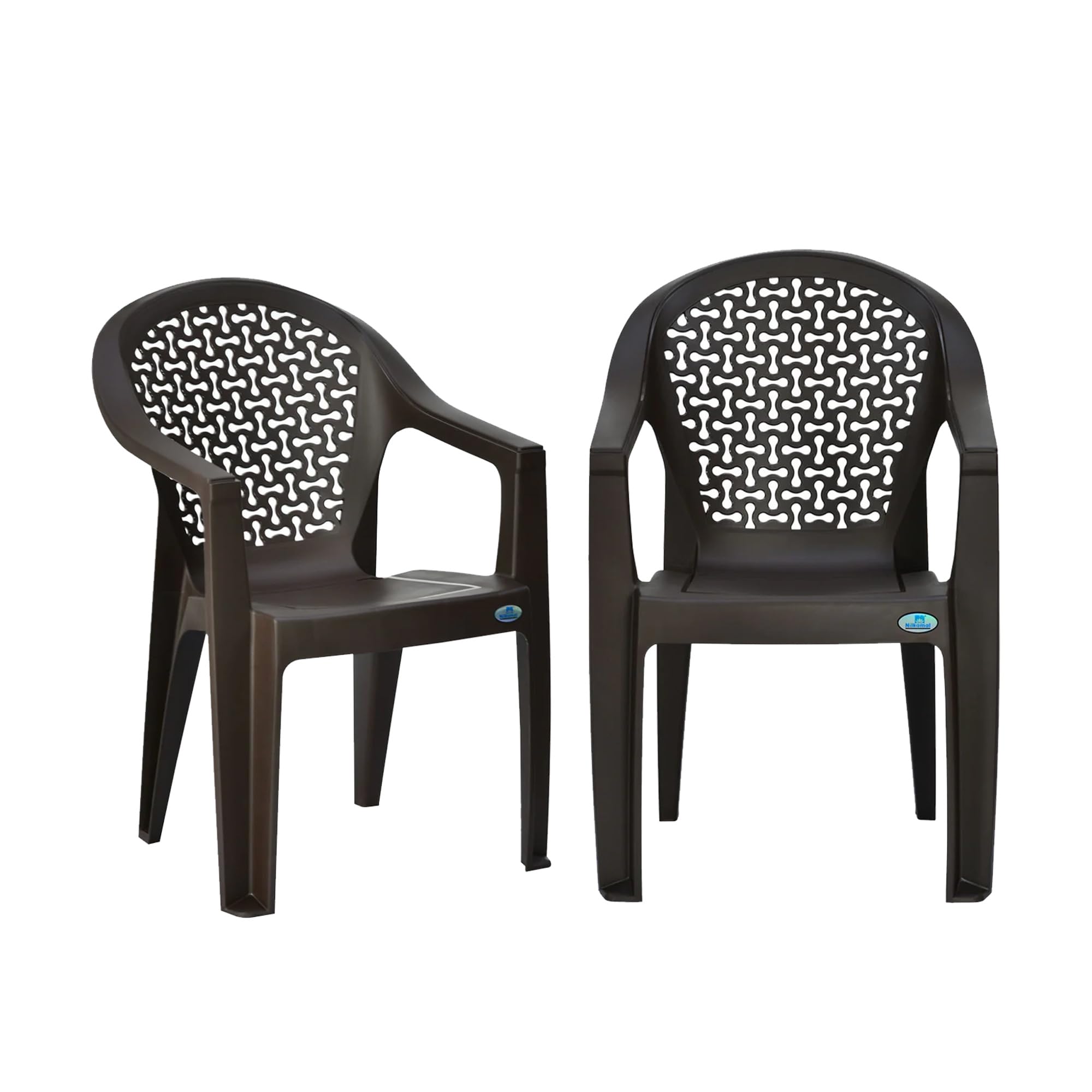 Nilkamal Mid Back Chair with Arm Comfy | Chair for Living Room, Bed Room, Kitchen, Office Room, Outdoor| 100% Polypropylene Stackable Chair | (Season Rust Brown, Set of 2)-image-9